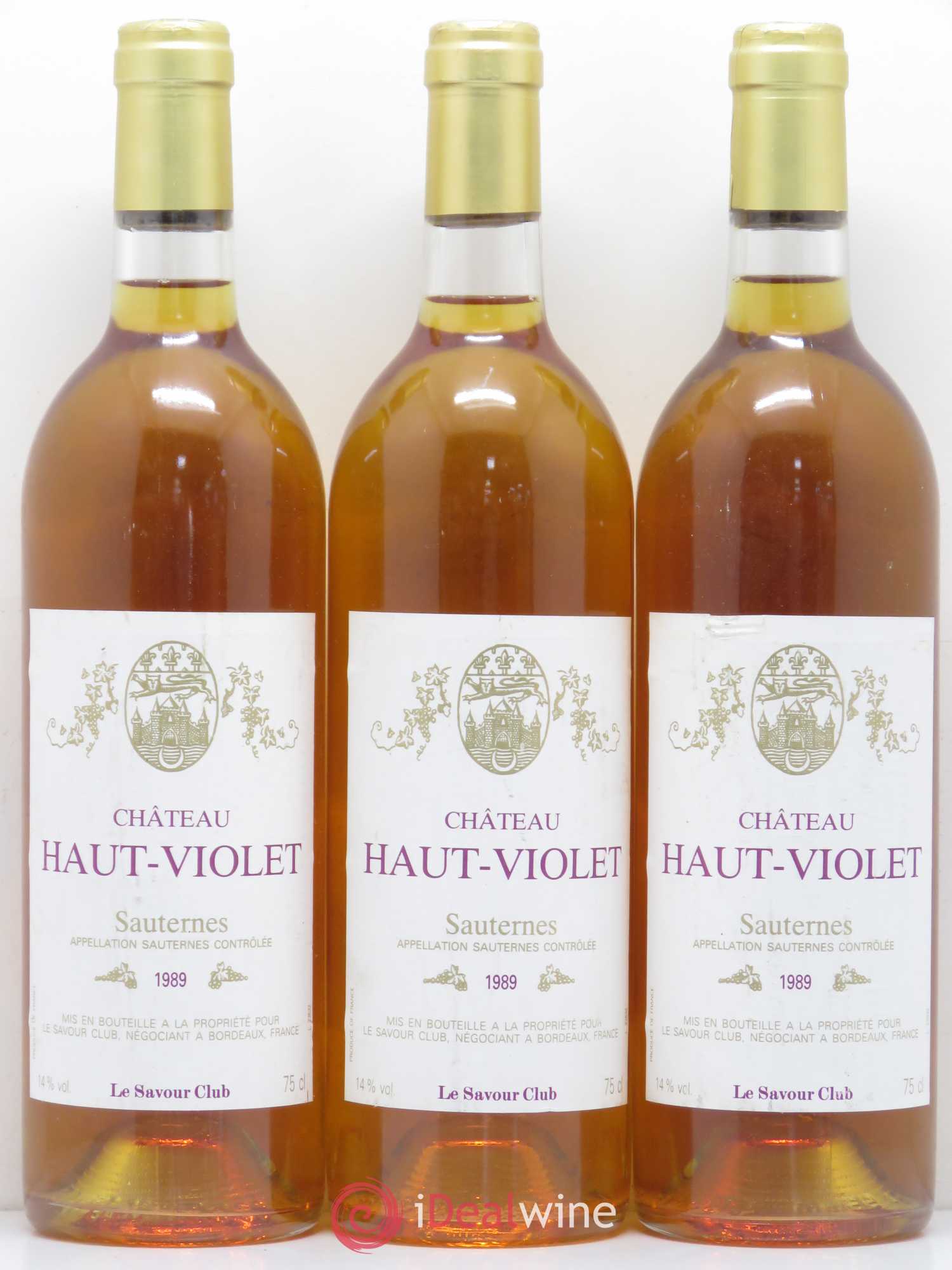 Sauternes Chateau Haut Violet 1989 - Lotto di 3 bottiglie - 0