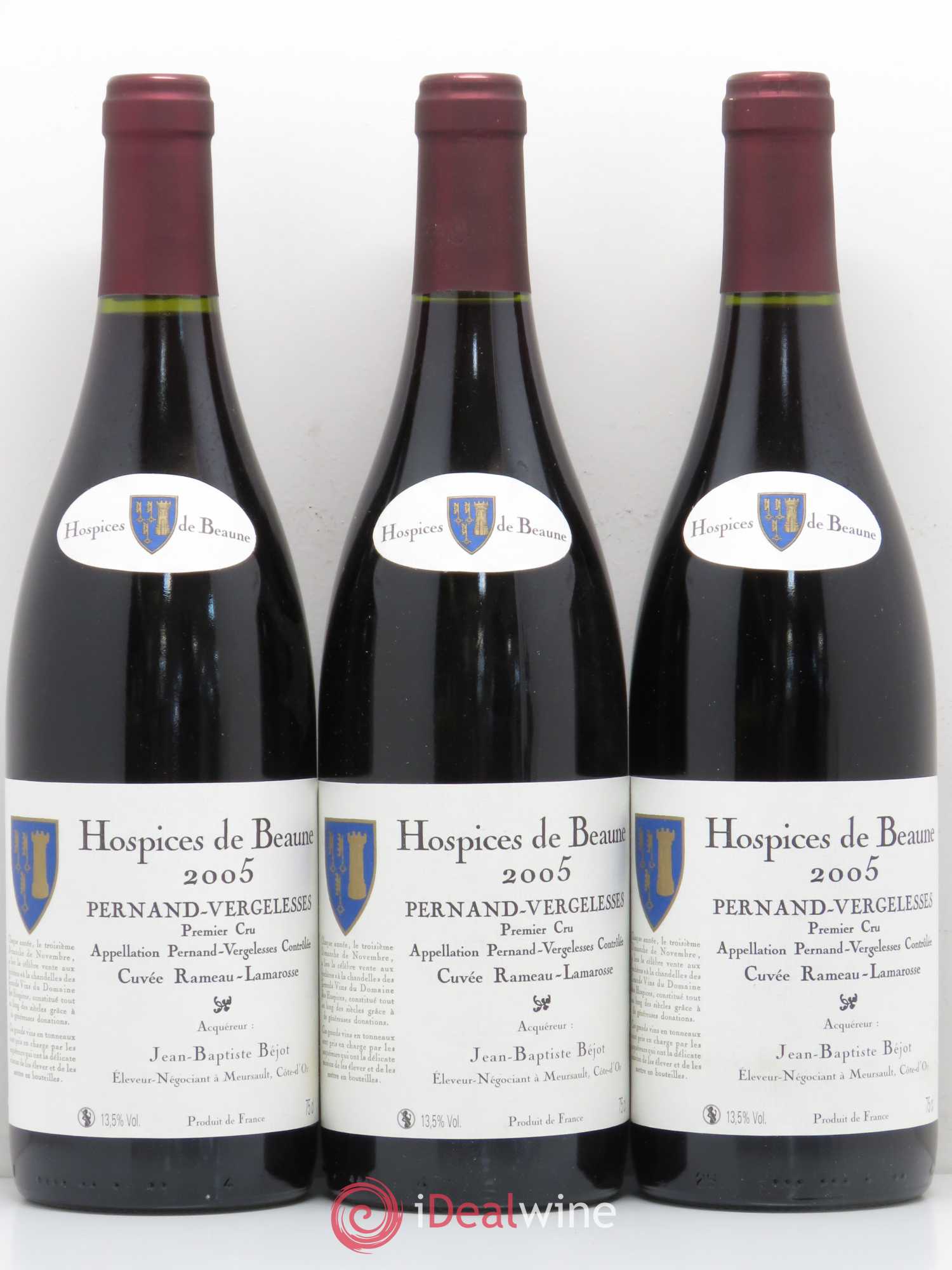 Pernand-Vergelesses 1er Cru Cuvee Rameau Lamarosse Hospices de Beaune JB Bejot 2005 - Posten von 6 Flaschen - 1