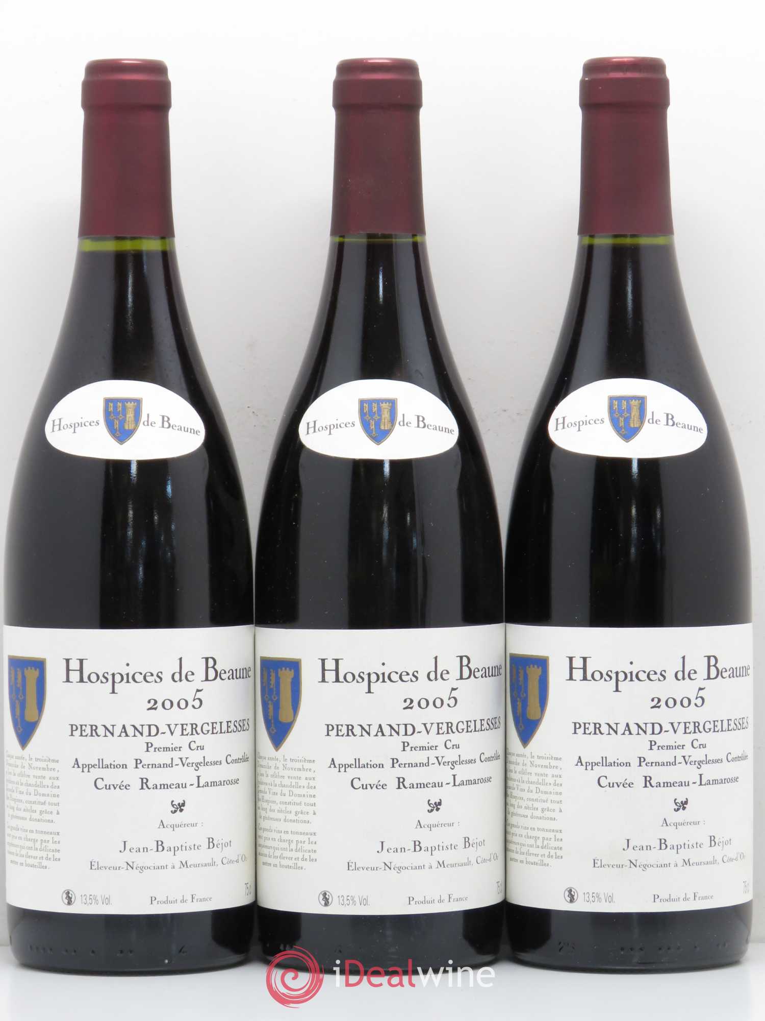 Pernand-Vergelesses 1er Cru Cuvee Rameau Lamarosse Hospices de Beaune JB Bejot 2005 - Posten von 6 Flaschen - 2