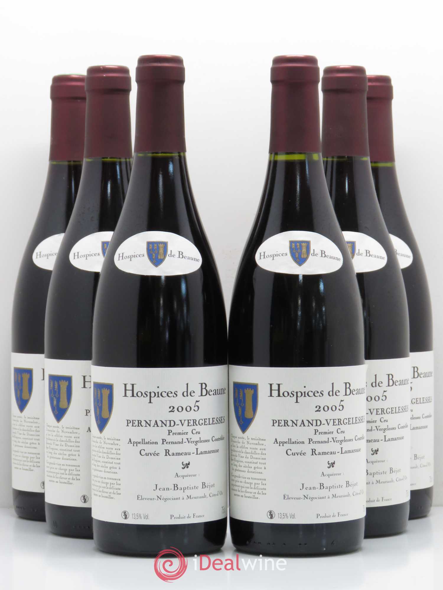 Pernand-Vergelesses 1er Cru Cuvee Rameau Lamarosse Hospices de Beaune JB Bejot 2005 - Posten von 6 Flaschen - 0
