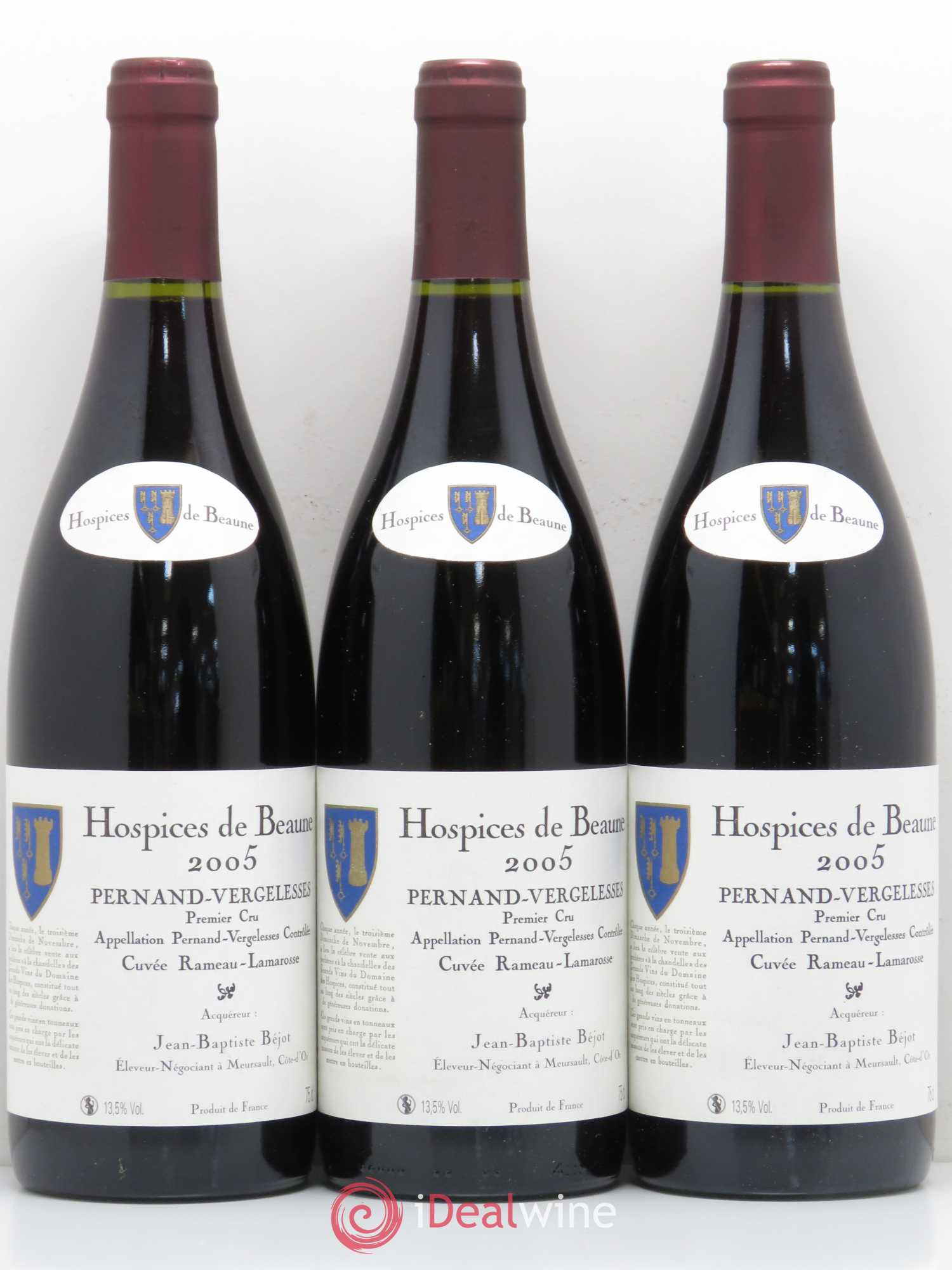 Pernand-Vergelesses 1er Cru Cuvee Rameau Lamarosse Hospices de Beaune JB Bejot 2005 - Posten von 3 Flaschen - 0
