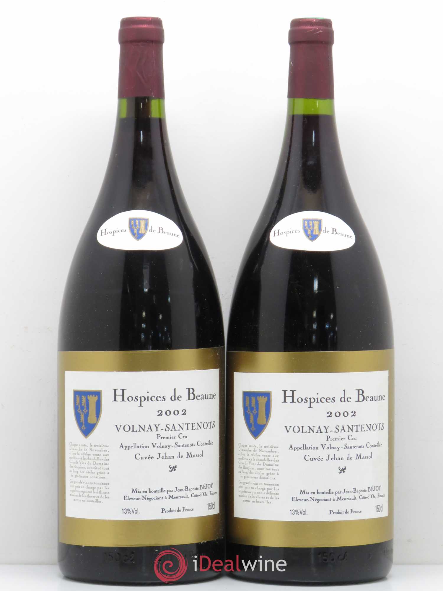 Volnay 1er Cru Santenots Cuvee Jehan de Massol Hospices de Beaune JB Bejot 2002 - Posten von 2 Magnum - 0