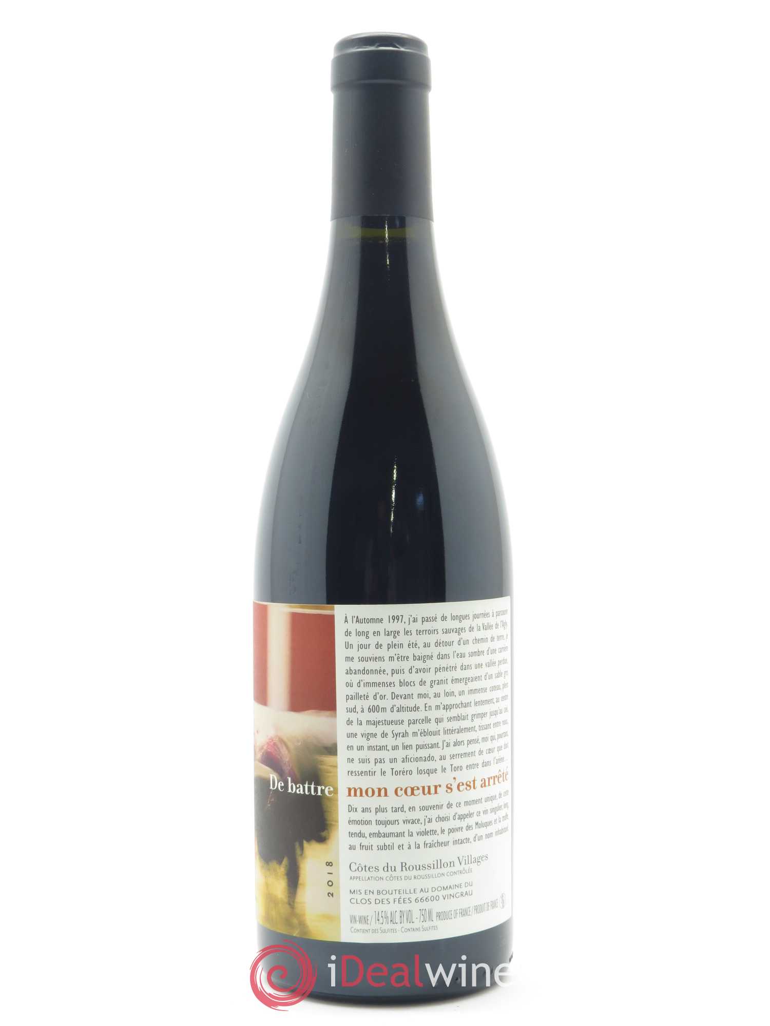 Côtes Catalanes (Anciennement Côtes du Roussillon) Clos des Fées De battre mon coeur s'est arrêté Hervé Bizeul 2018 - Lot de 1 bouteille - 1