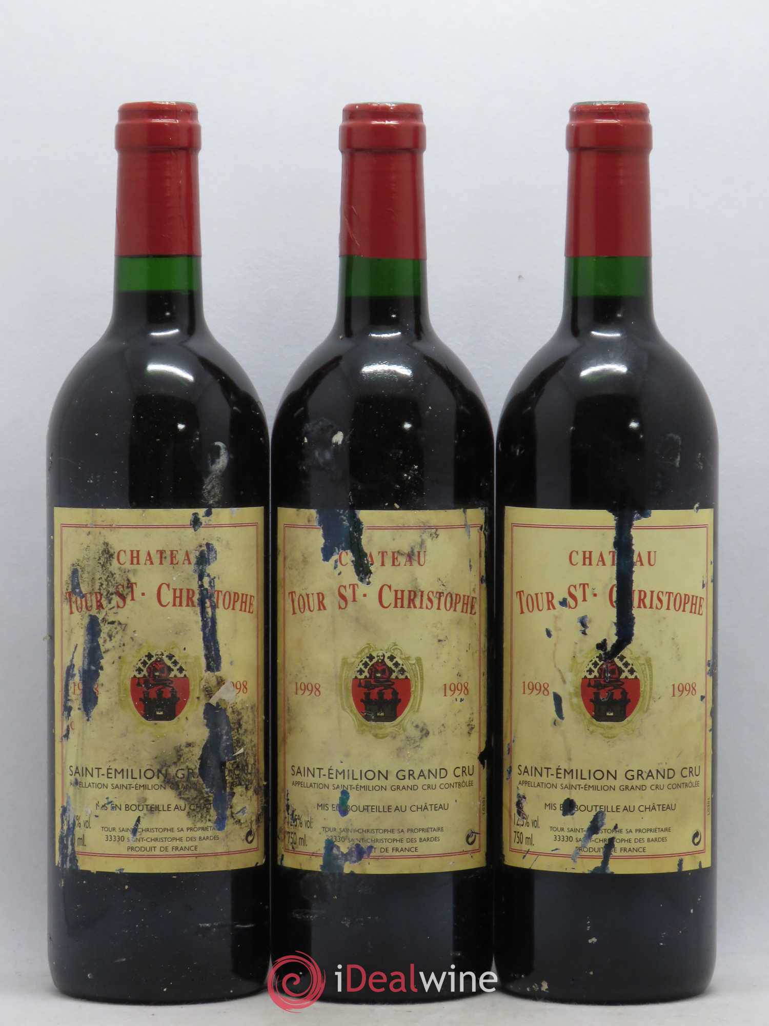 Saint-Émilion Grand Cru Château Tour Saint-Christophe 1998 - Lot of 6 bottles - 1
