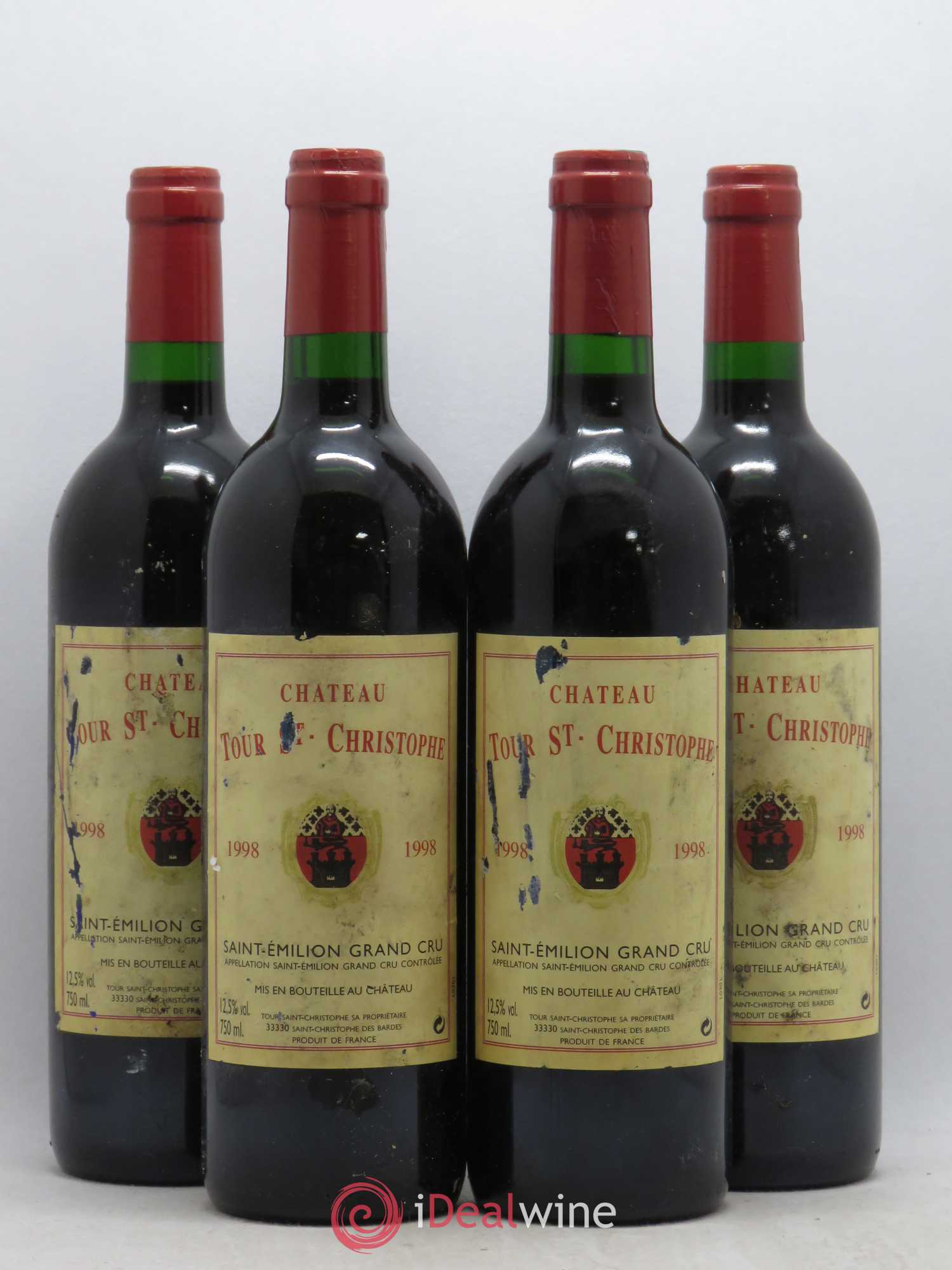 Saint-Émilion Grand Cru Château Tour Saint-Christophe 1998 - Posten von 4 Flaschen - 0