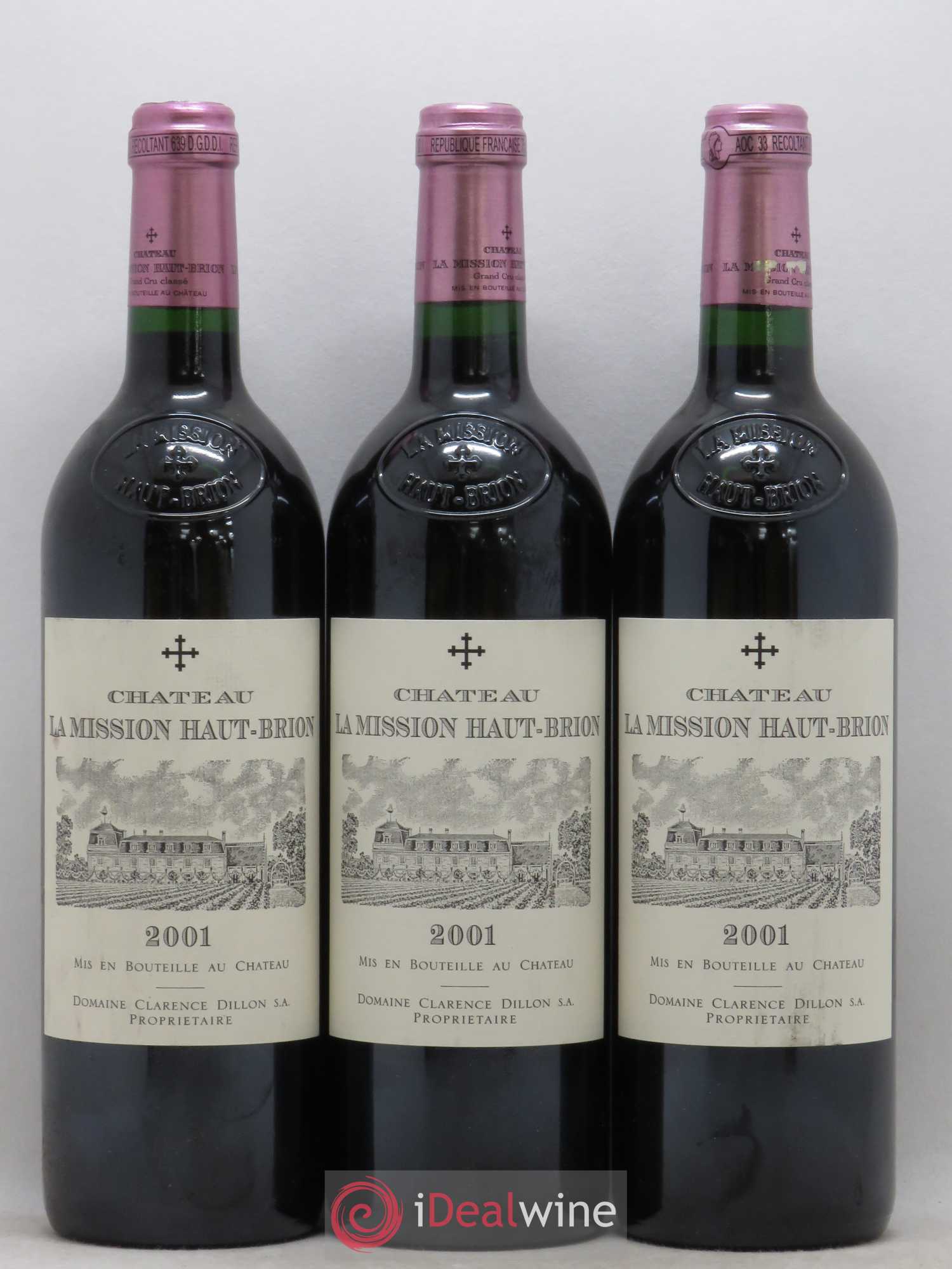 Château la Mission Haut-Brion Cru Classé de Graves 2001 - Lot de 3 bouteilles - 0