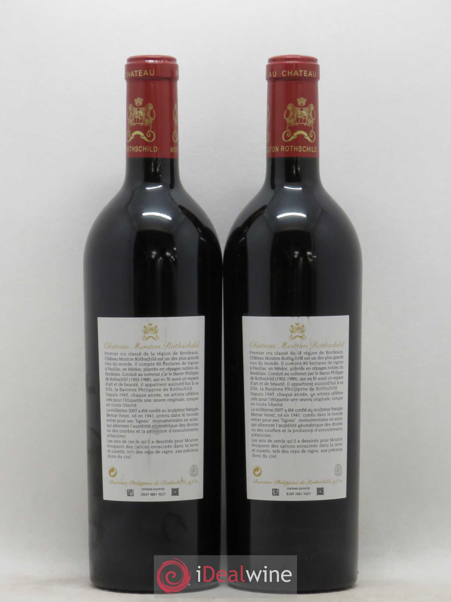 Château Mouton Rothschild 1er Grand Cru Classé 2007 - Lot de 2 bouteilles - 1