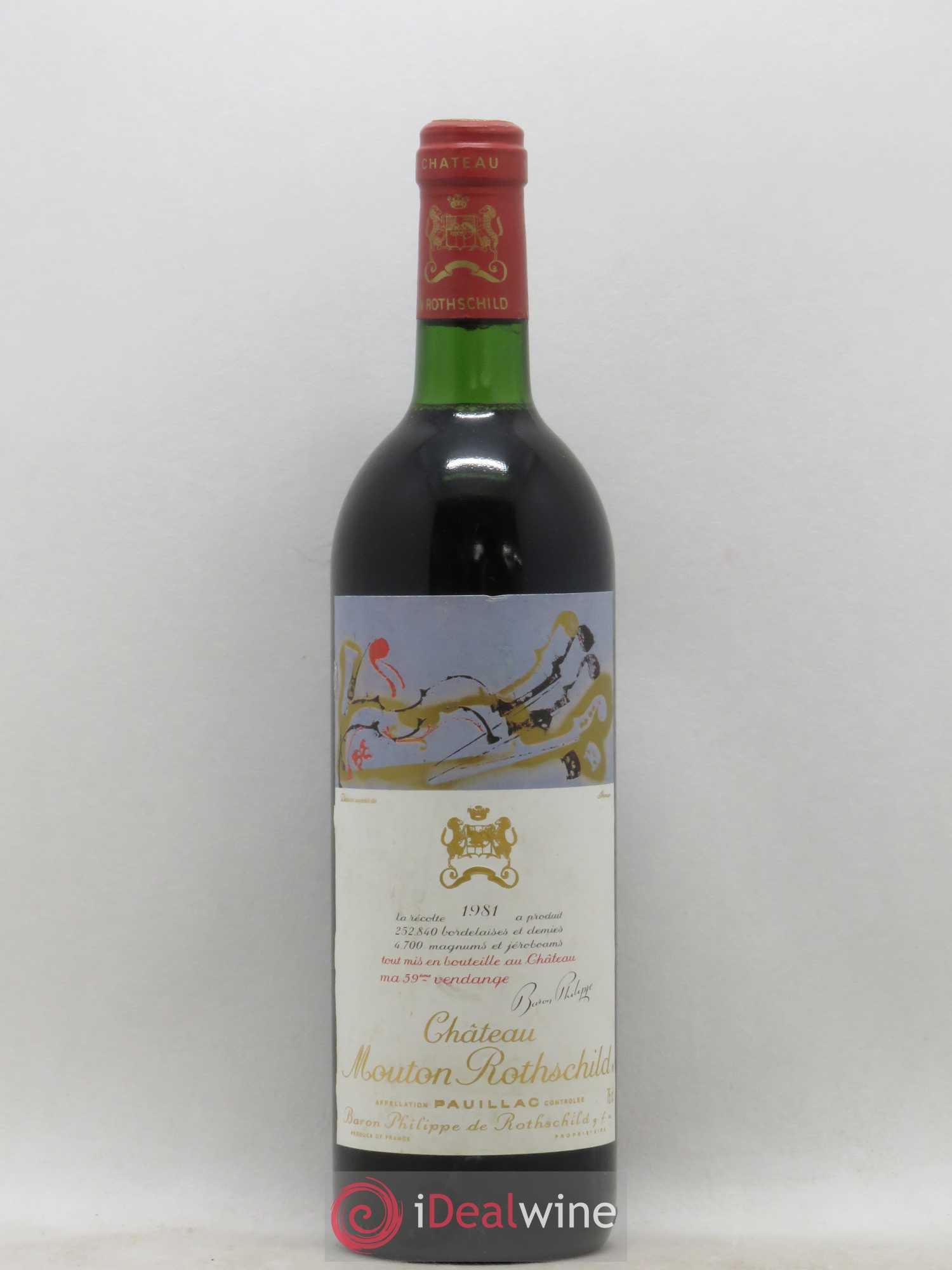 Château Mouton Rothschild 1er Grand Cru Classé 1981 - Lot de 1 bouteille - 0
