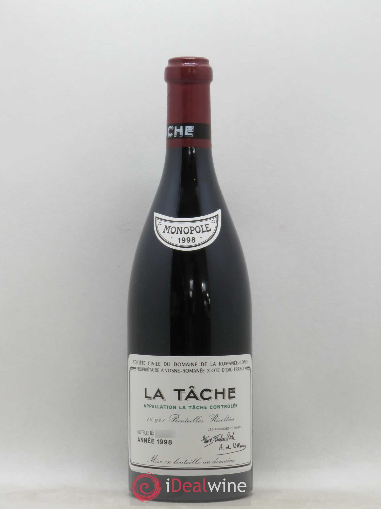 La Tâche Grand Cru Domaine de la Romanée-Conti 1998 - Lot de 1 bouteille - 0