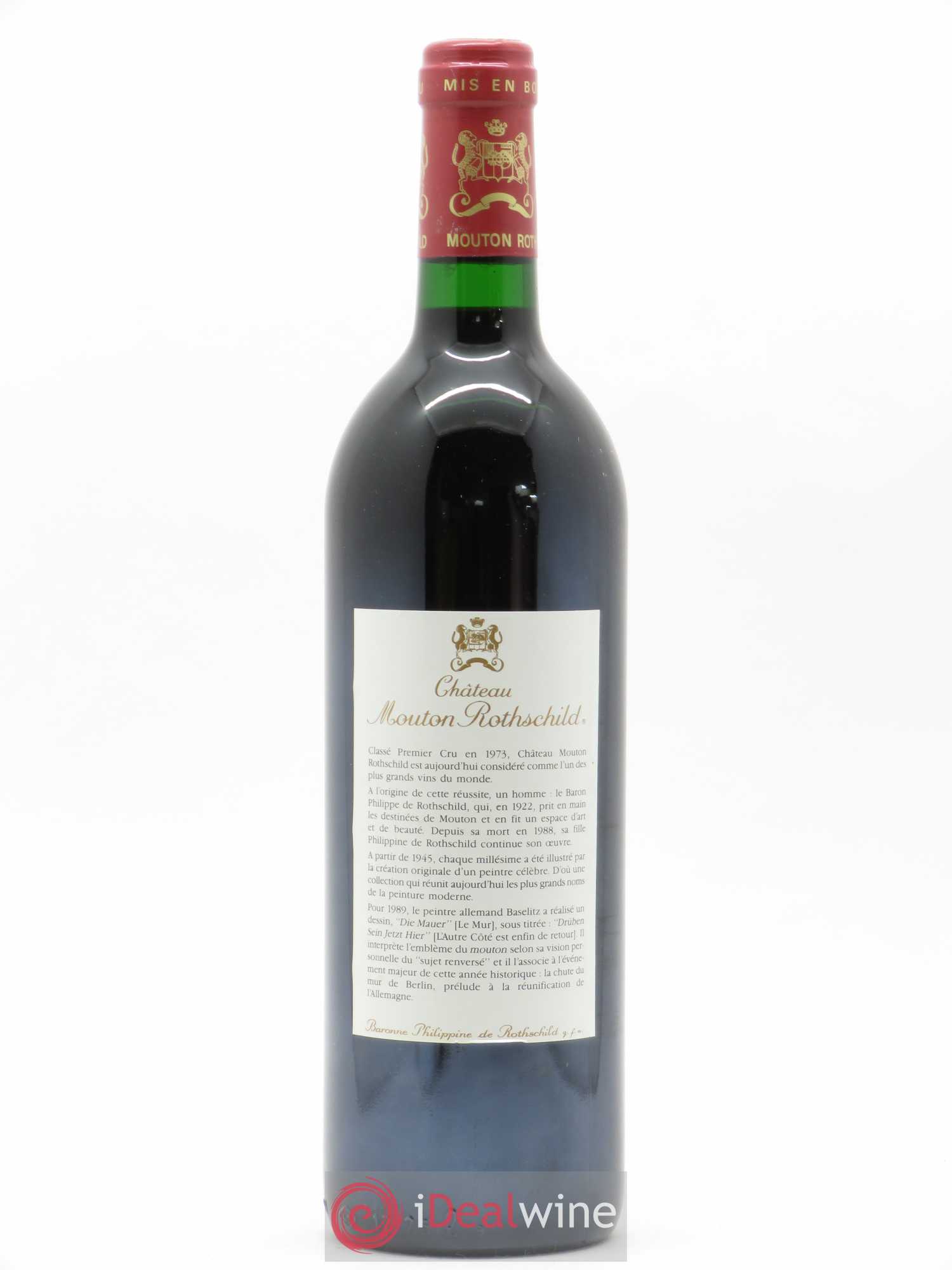 Château Mouton Rothschild 1er Grand Cru Classé 1989 - Lot de 1 bouteille - 1