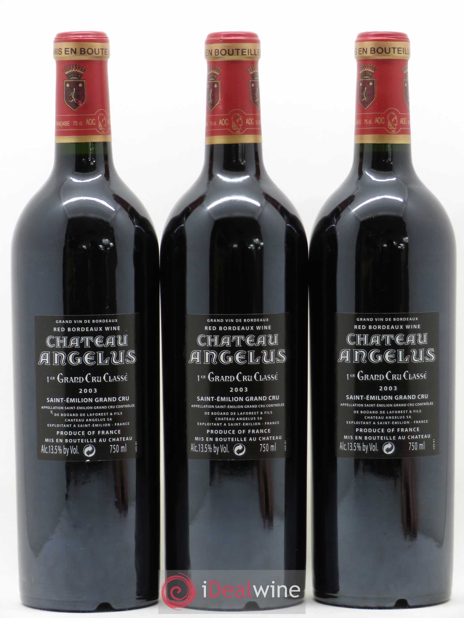 Château Angélus 1er Grand Cru Classé A 2003 - Lot de 3 bouteilles - 1