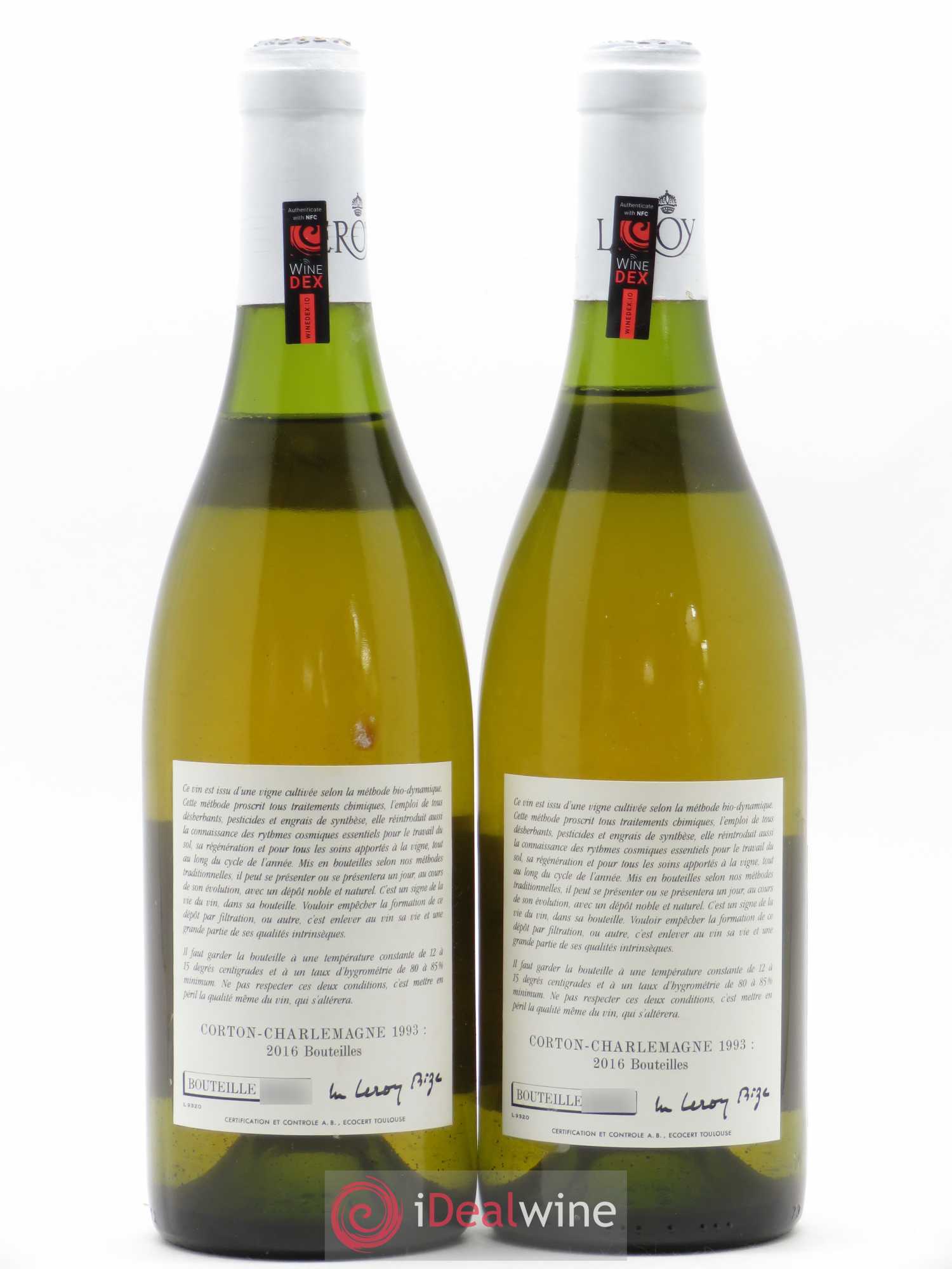Corton-Charlemagne Grand Cru Leroy (Domaine) 1993 - Lot de 2 bouteilles - 1