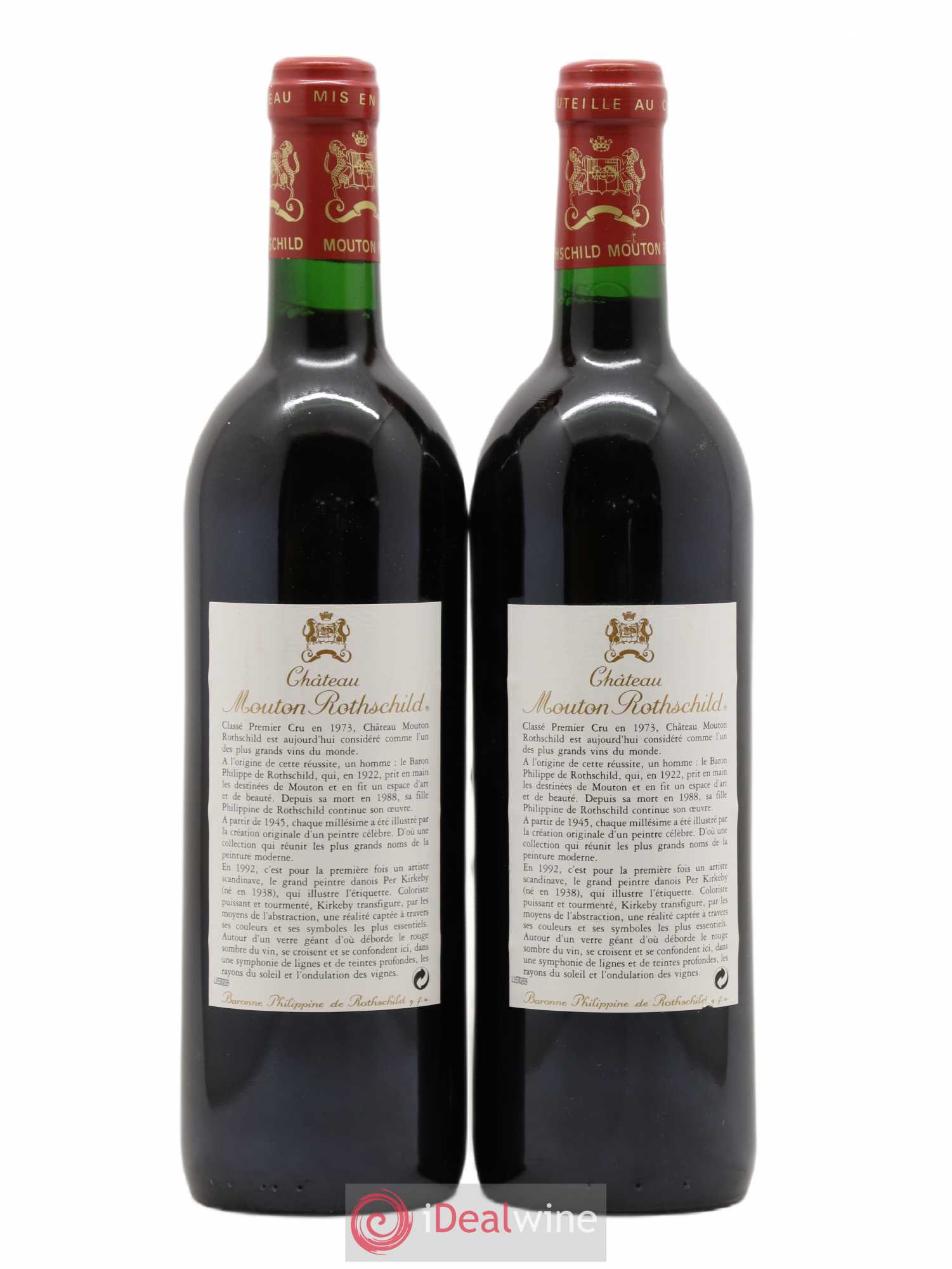 Château Mouton Rothschild 1er Grand Cru Classé 1992 - Lot de 2 bouteilles - 1