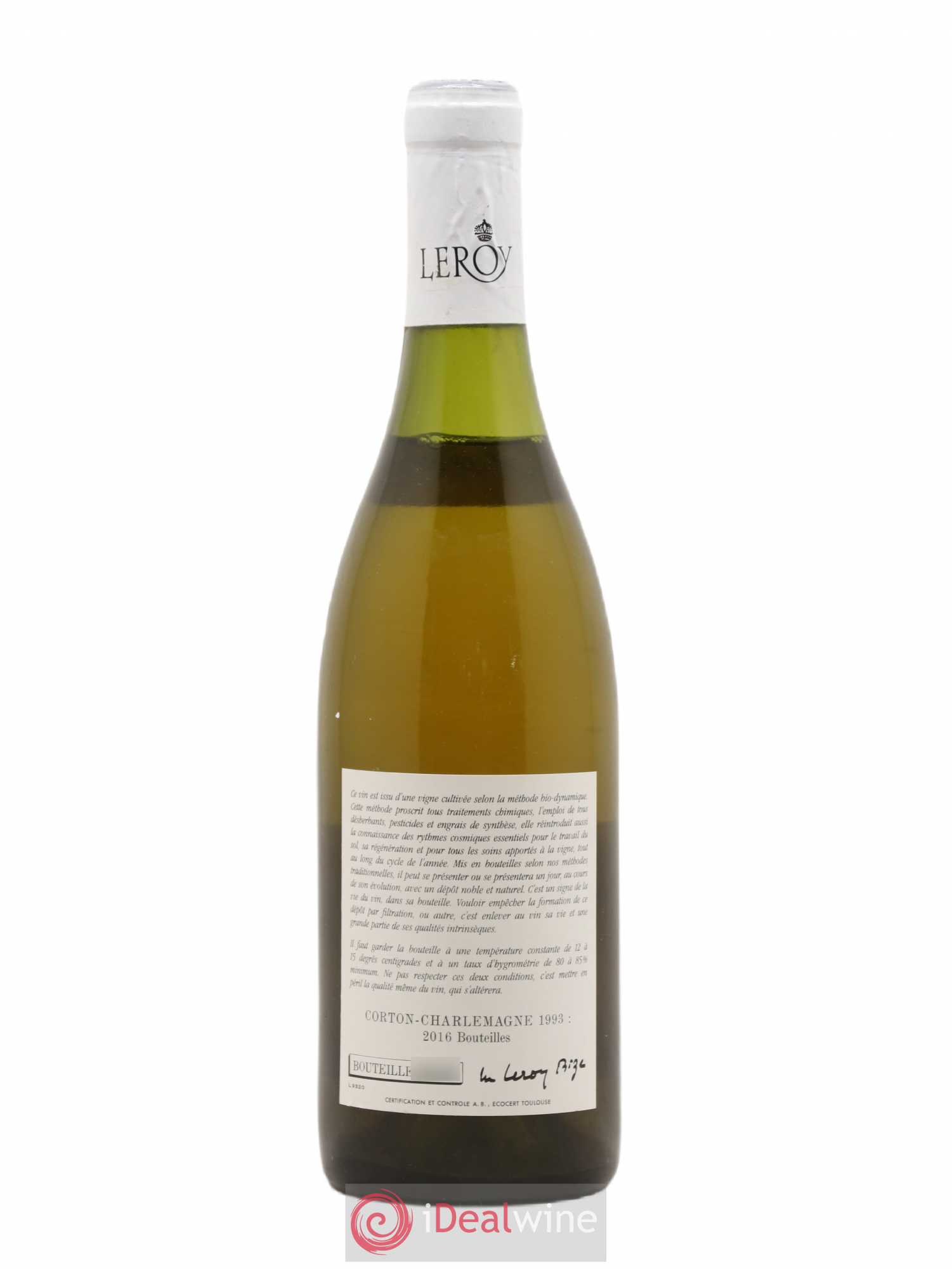 Corton-Charlemagne Grand Cru Leroy (Domaine) 1993 - Lot de 1 bouteille - 1