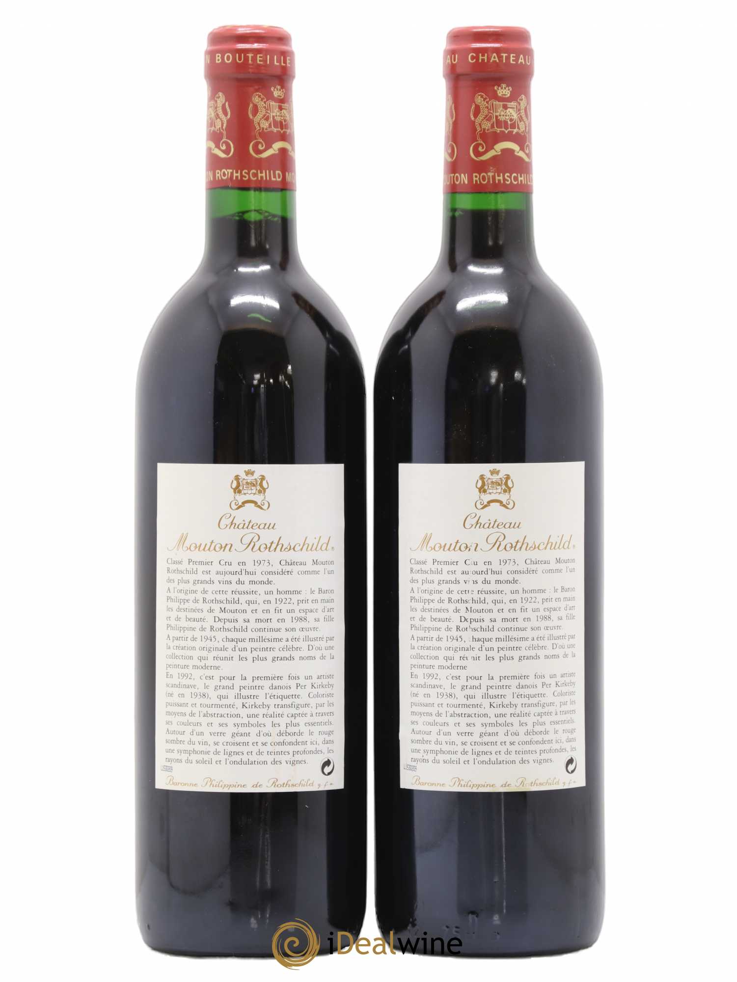 Château Mouton Rothschild 1er Grand Cru Classé 1992 - Lot de 2 bouteilles - 1