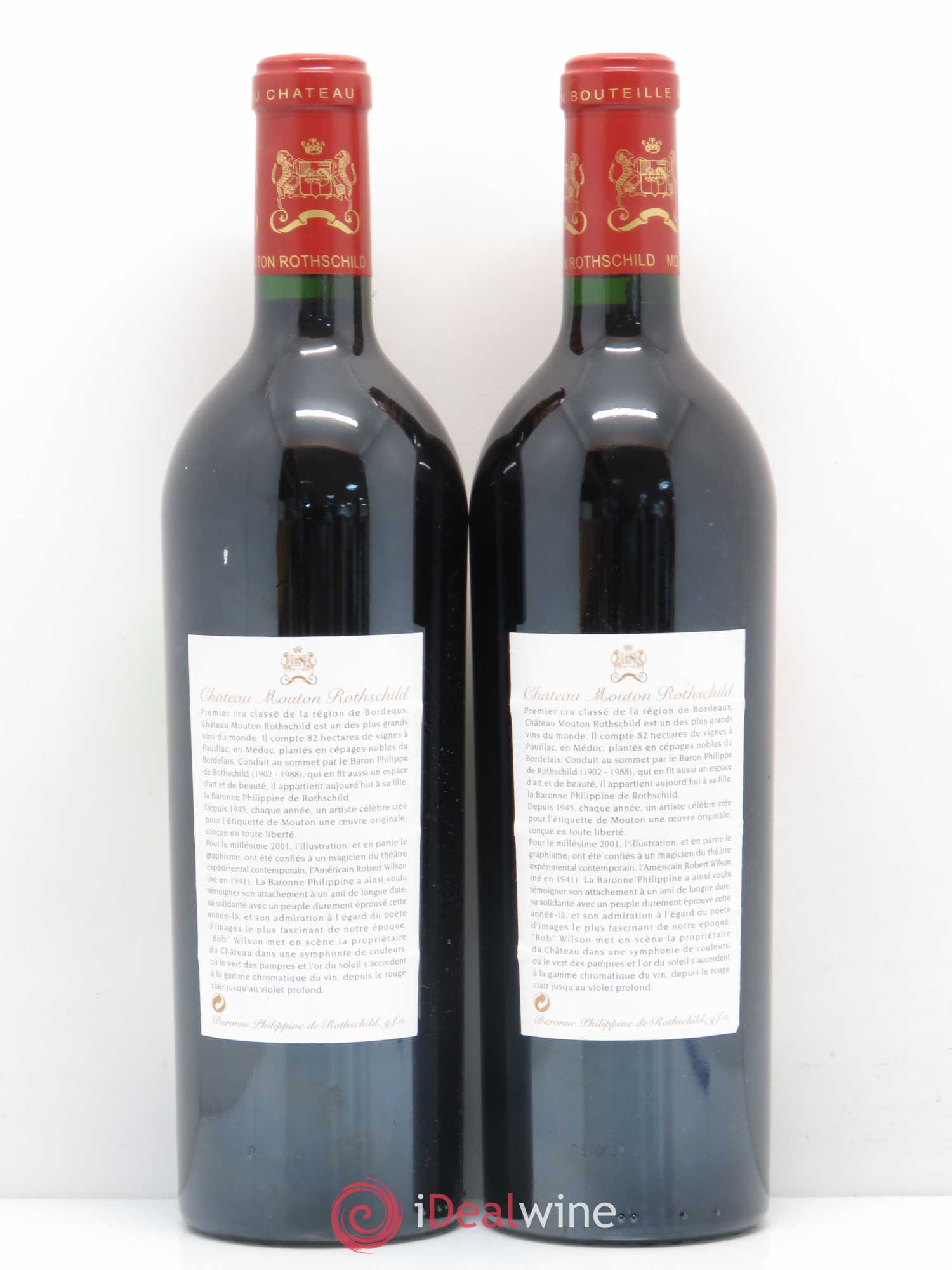 Château Mouton Rothschild 1er Grand Cru Classé 2001 - Lot de 2 bouteilles - 1
