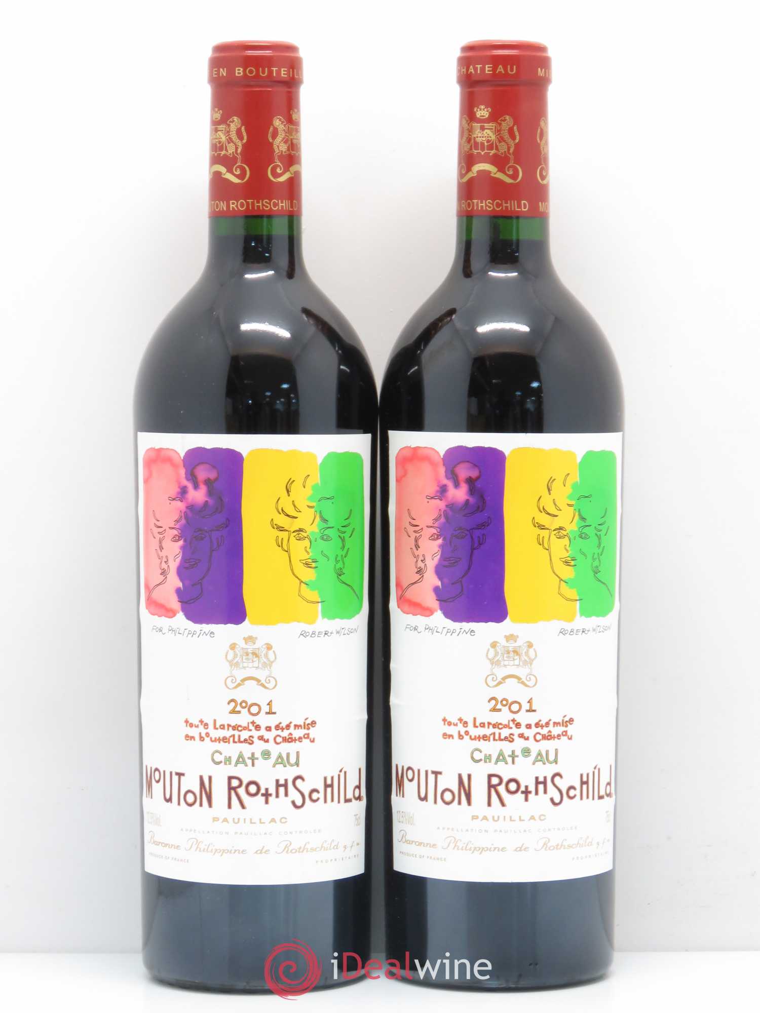 Château Mouton Rothschild 1er Grand Cru Classé 2001 - Lot de 2 bouteilles - 0