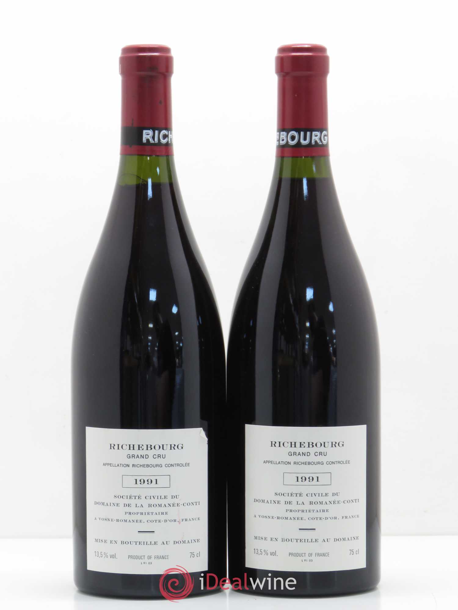 Richebourg Grand Cru Domaine de la Romanée-Conti 1991 - Lot de 2 bouteilles - 1