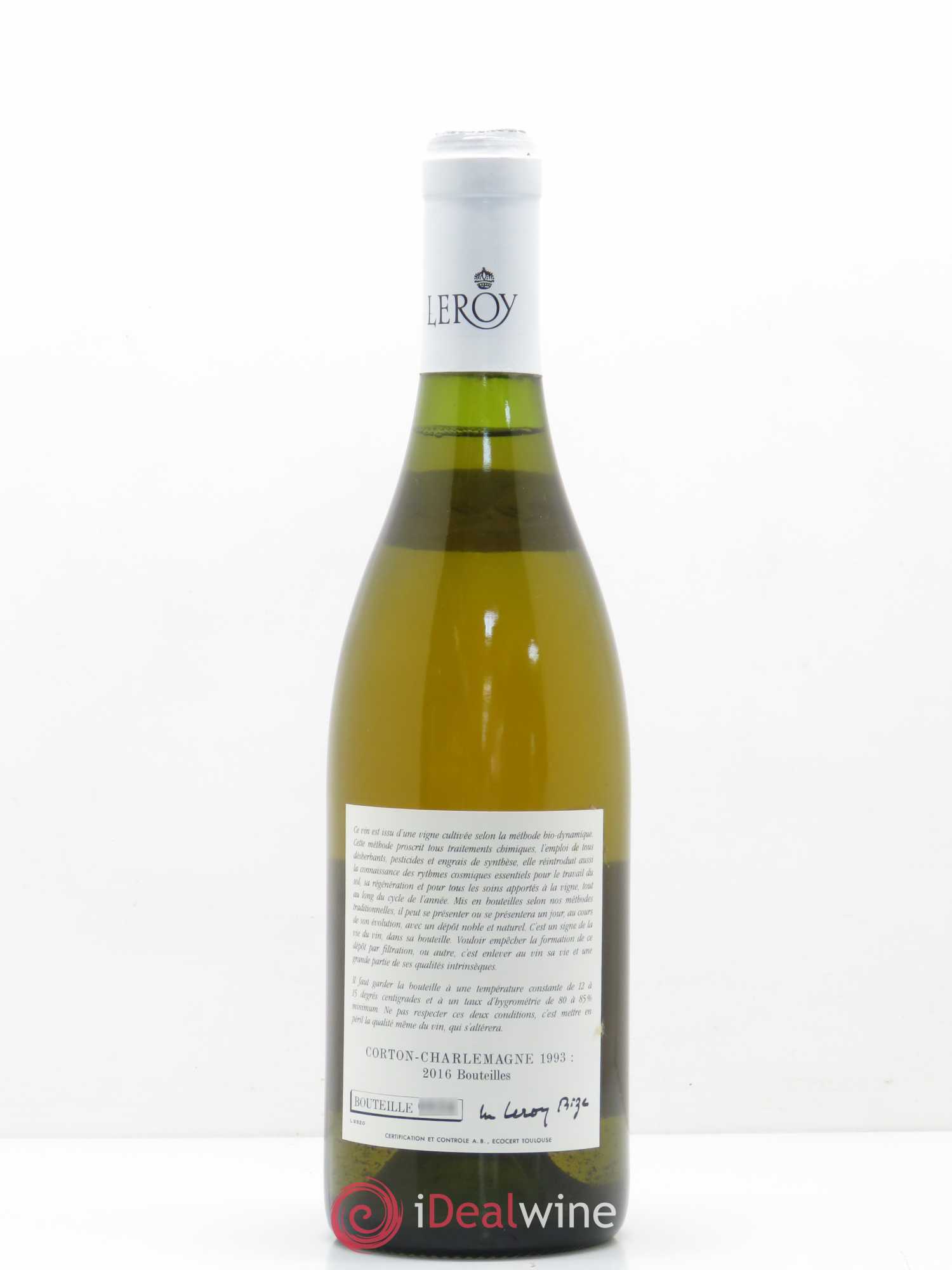 Corton-Charlemagne Grand Cru Leroy (Domaine) 1993 - Lot de 1 bouteille - 1