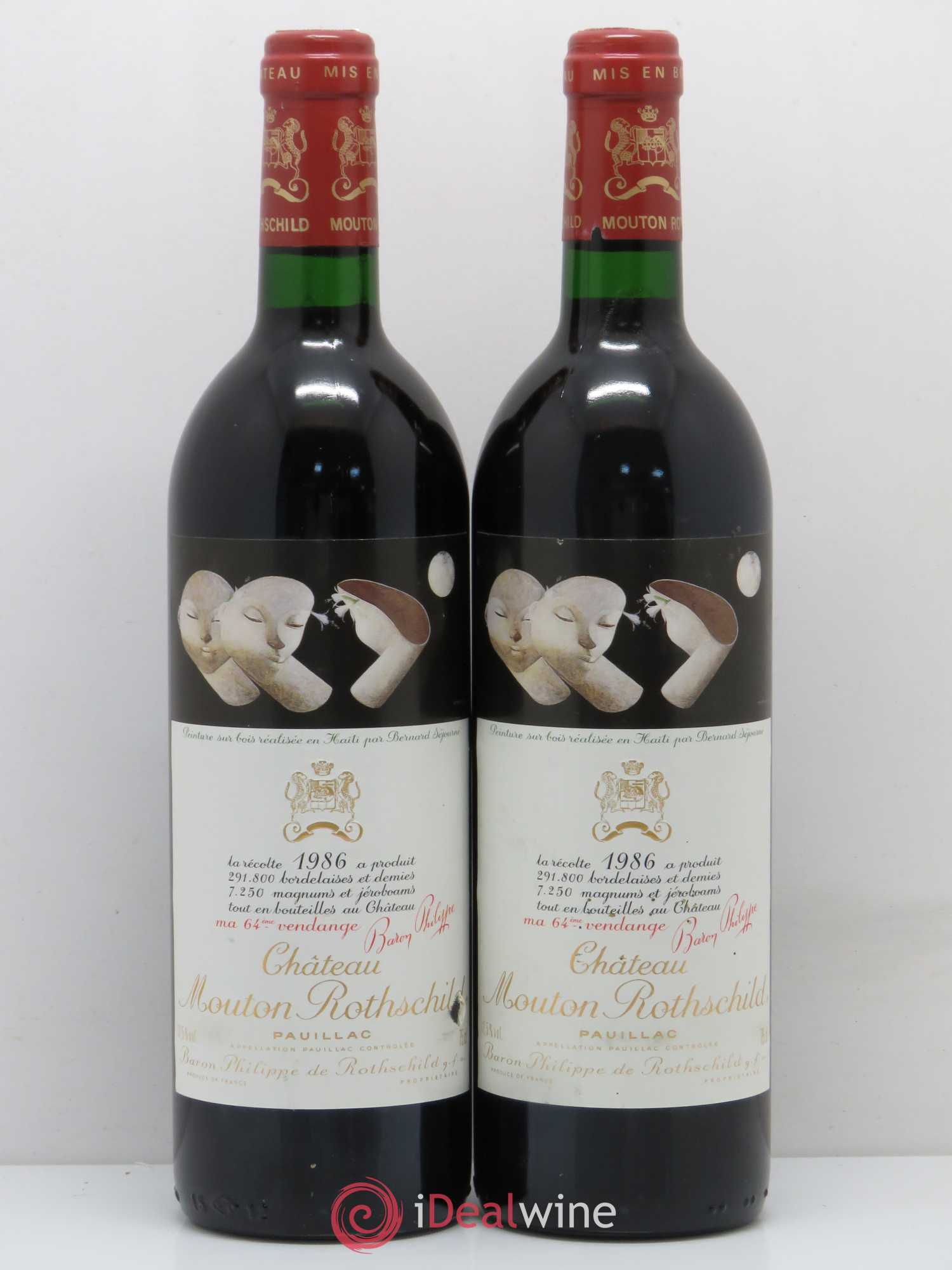 Château Mouton Rothschild 1er Grand Cru Classé 1986 - Lot de 2 bouteilles - 0