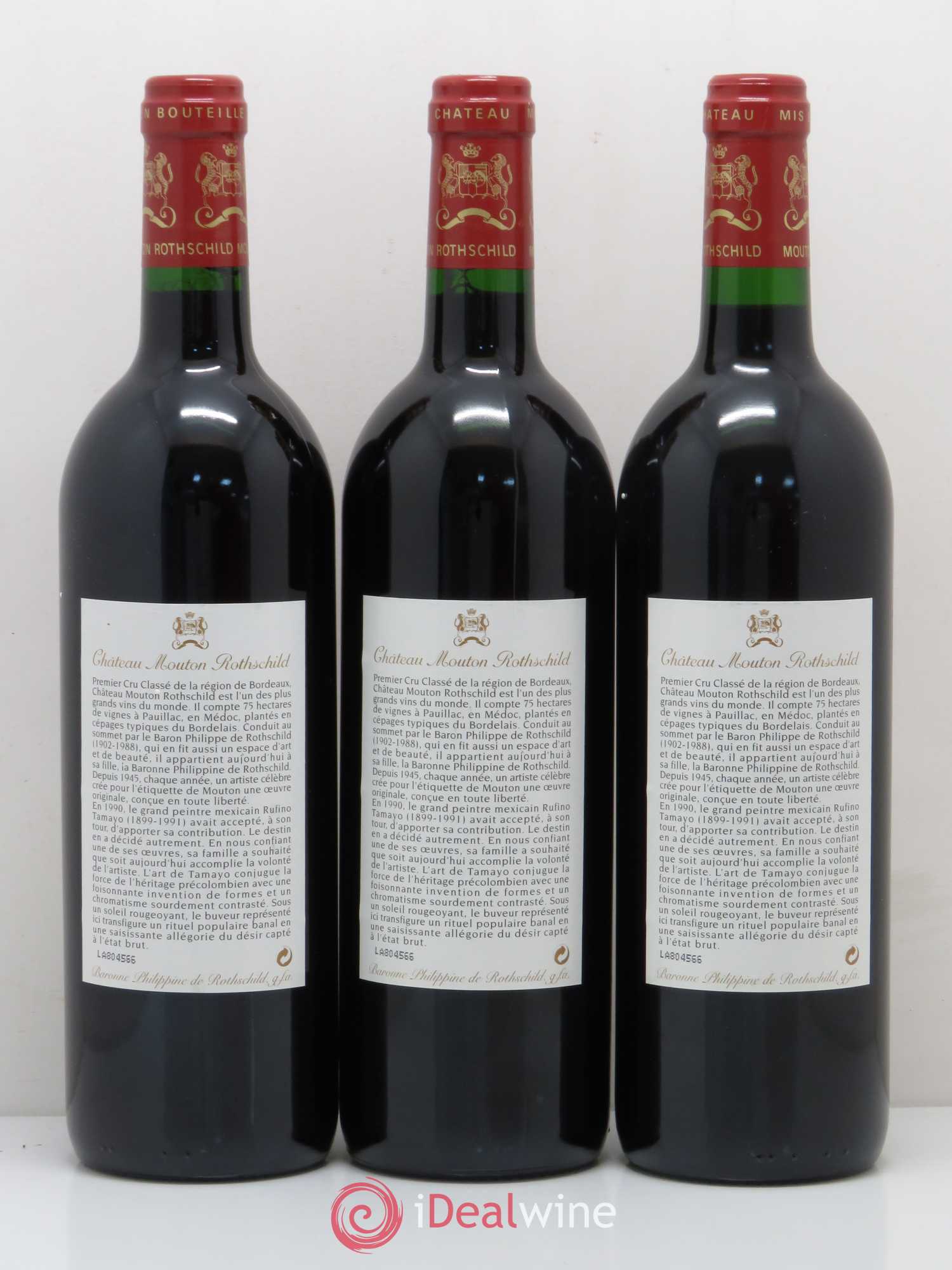 Château Mouton Rothschild 1er Grand Cru Classé 1998 - Lot de 3 bouteilles - 1