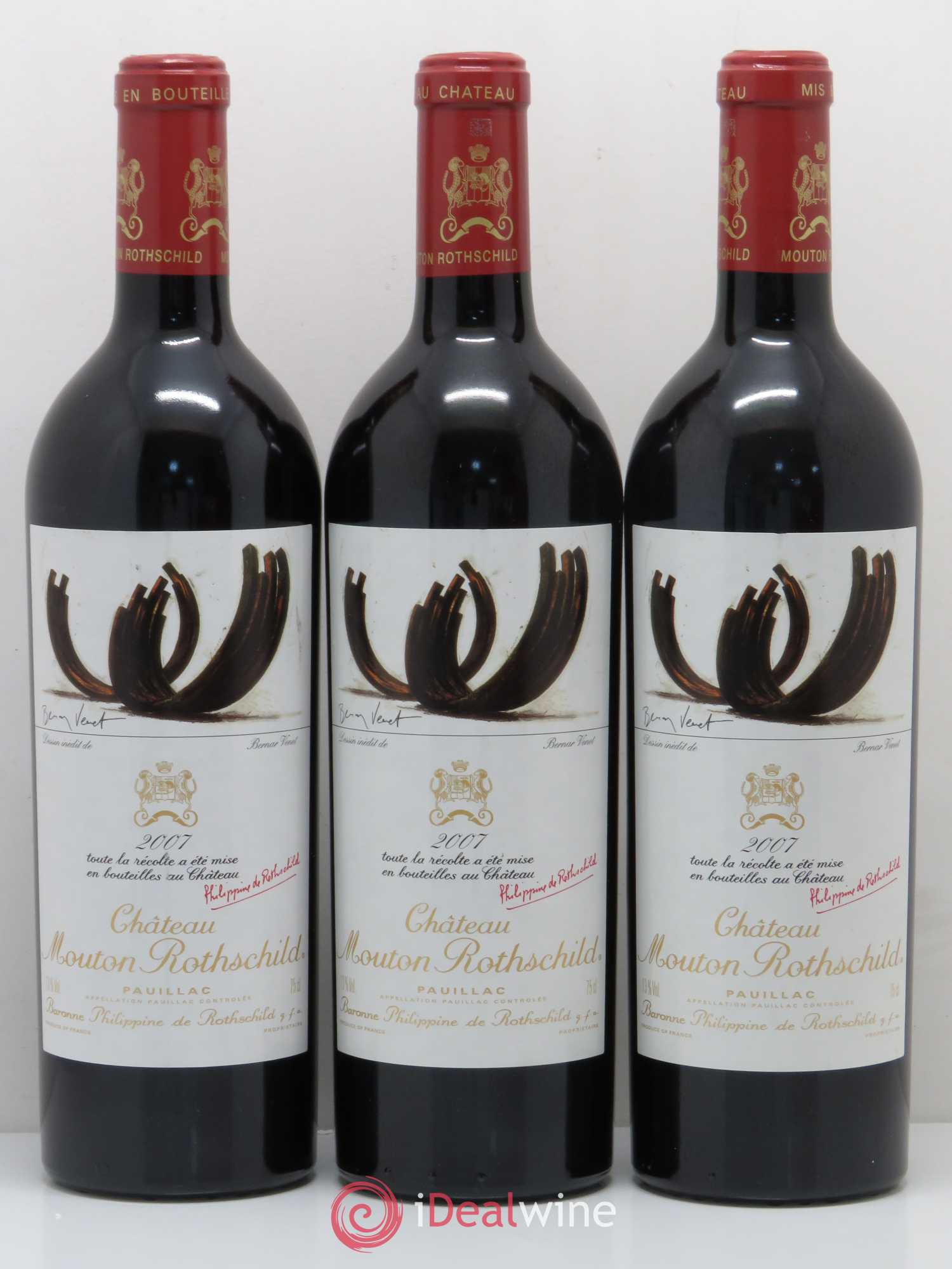 Château Mouton Rothschild 1er Grand Cru Classé 2007 - Lot de 3 bouteilles - 0