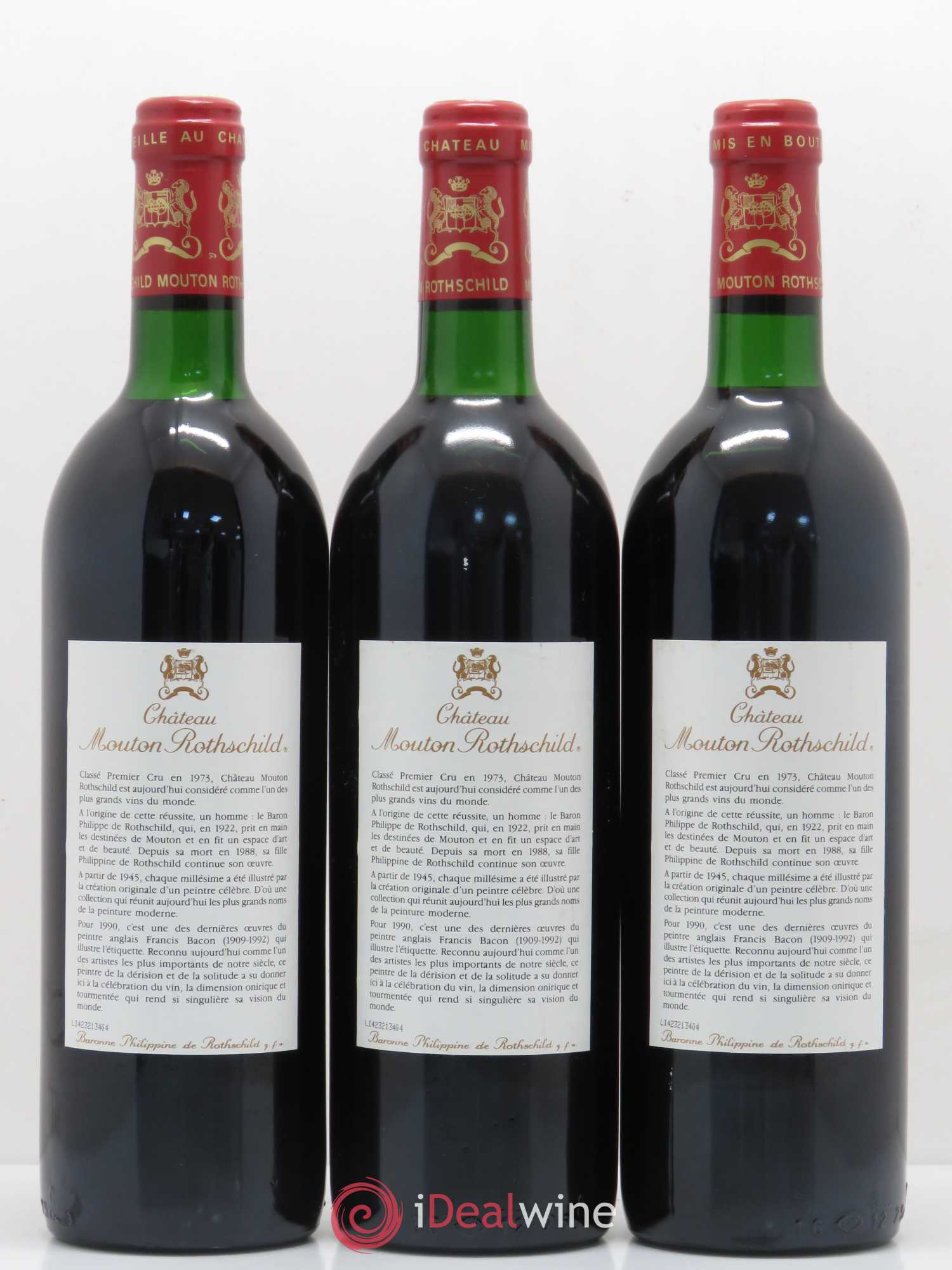 Château Mouton Rothschild 1er Grand Cru Classé 1990 - Lot de 3 bouteilles - 1