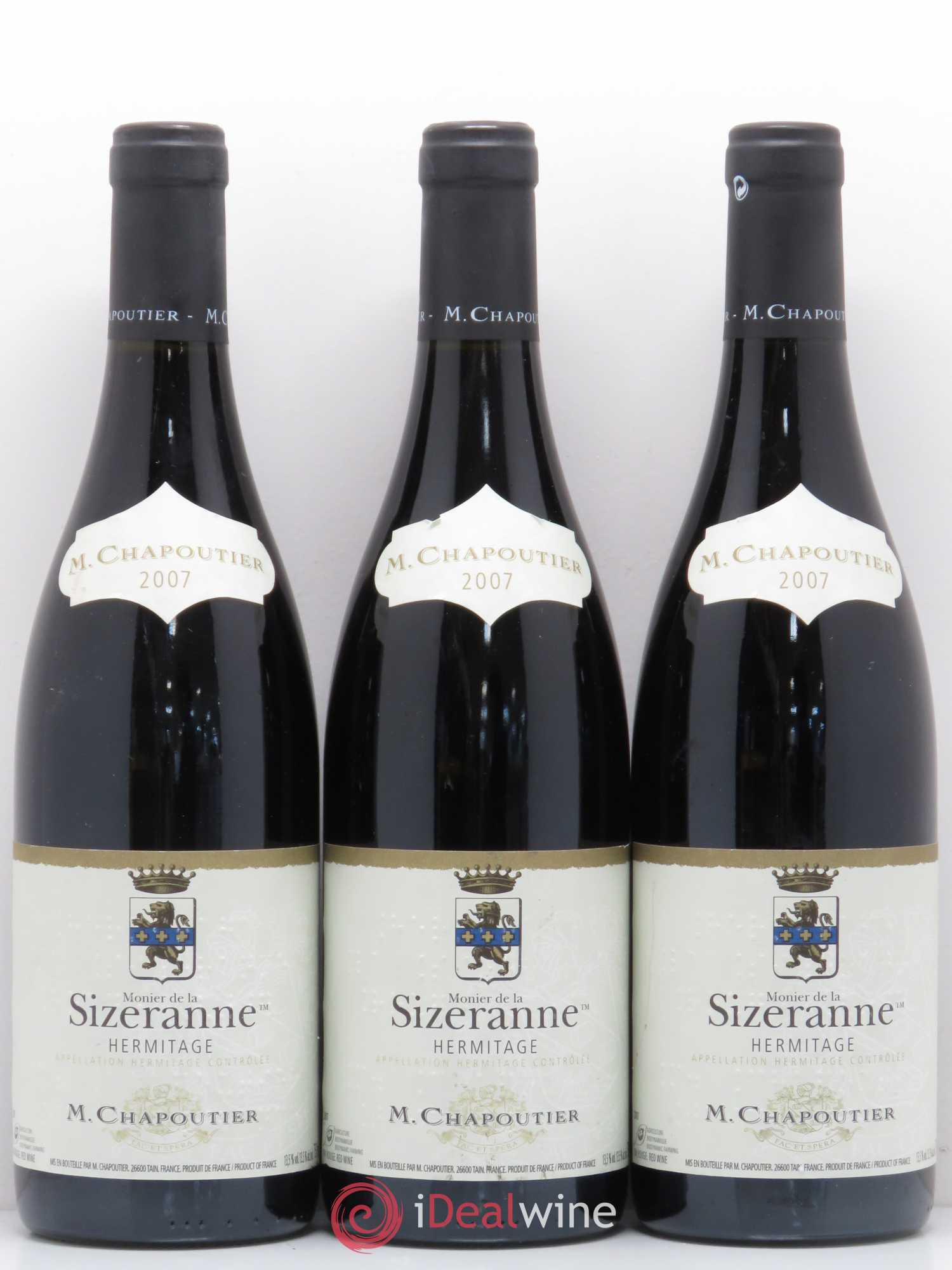 Hermitage Monier de La Sizeranne Chapoutier 2007 - Lot de 3 bouteilles - 0