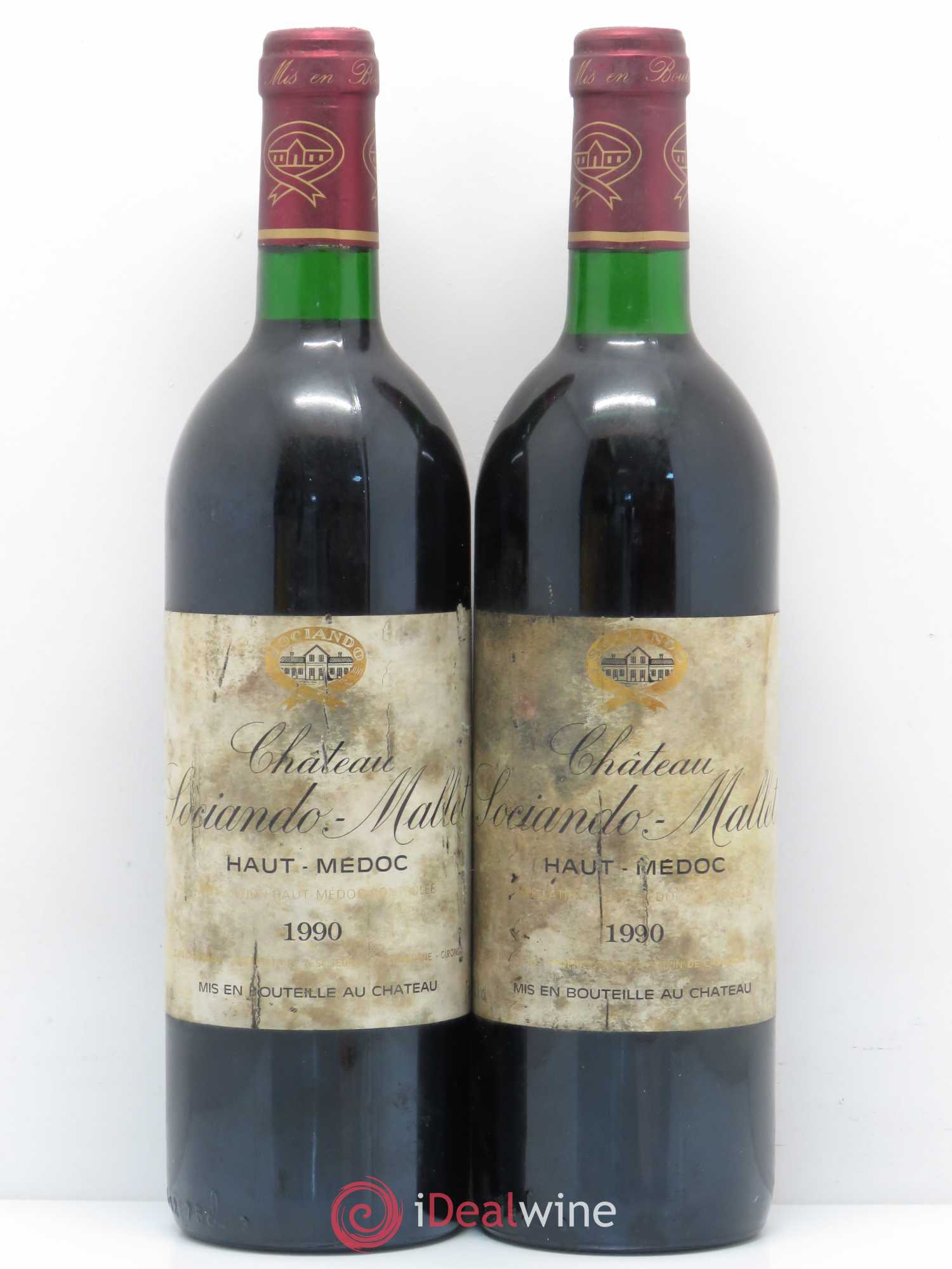 Château Sociando Mallet 1990 - Lot de 2 bouteilles - 0