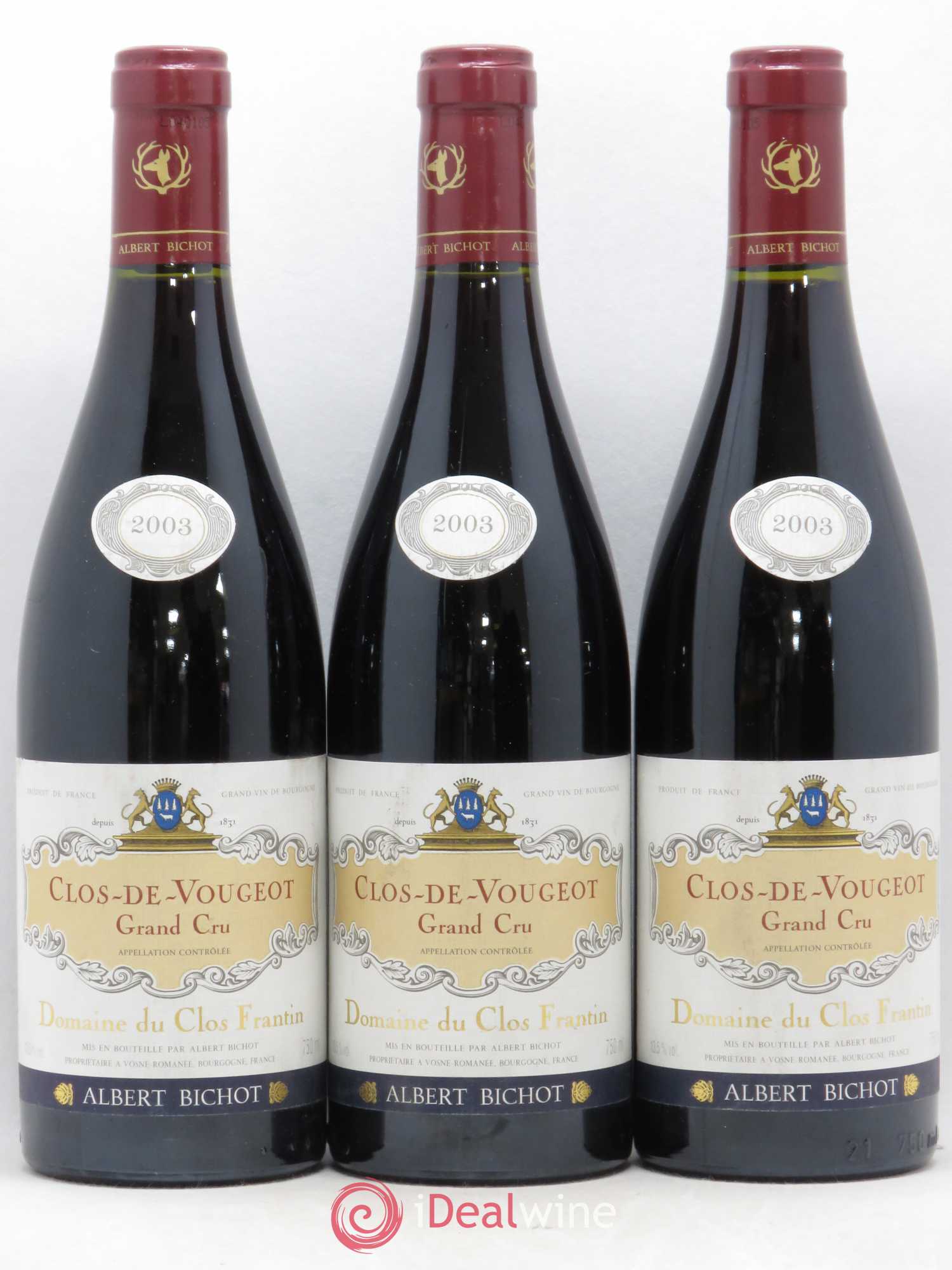 Clos de Vougeot Grand Cru Albert Bichot Domaine du Clos Frantin 2003 - Posten von 3 Flaschen - 0