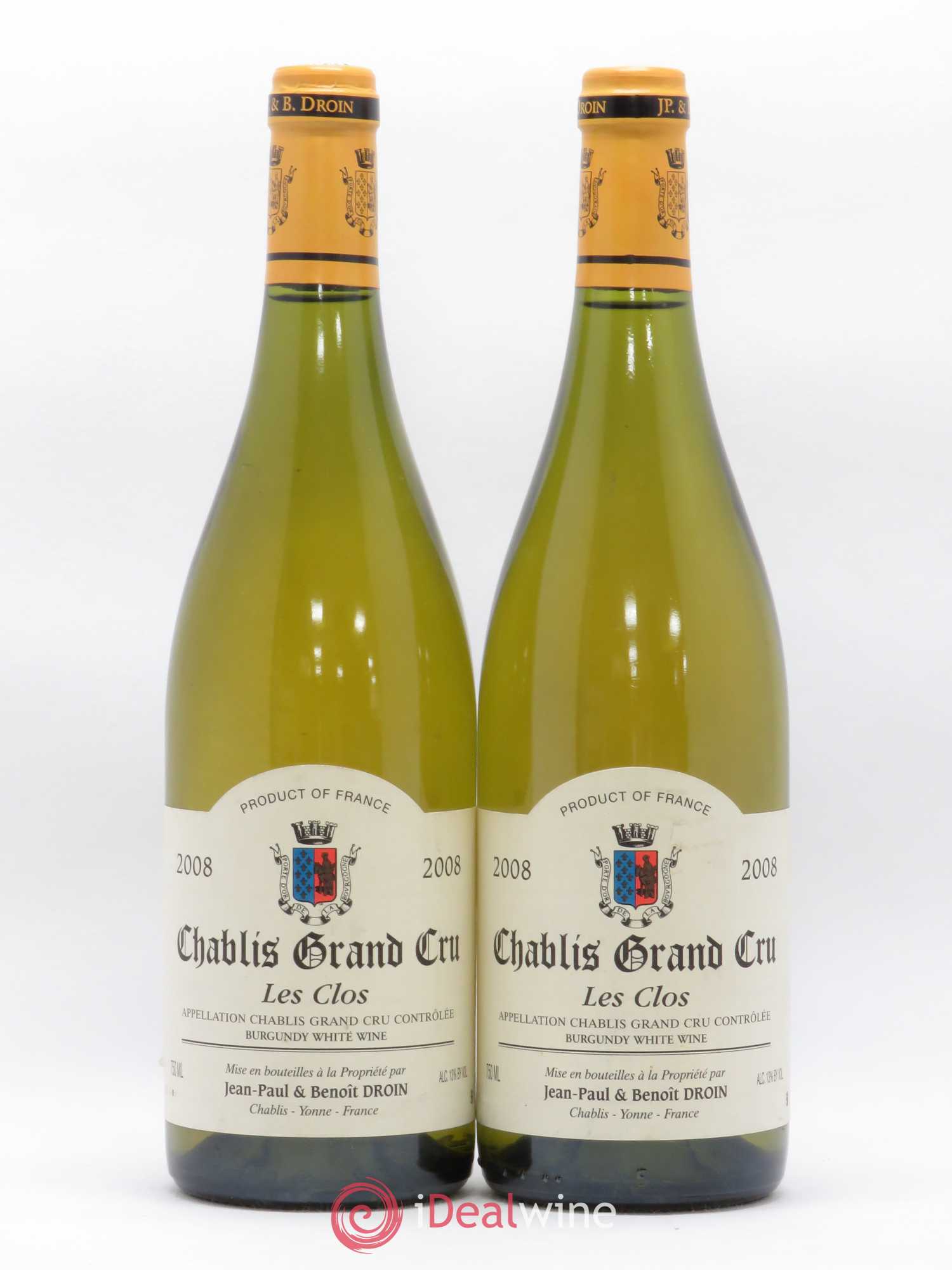 Chablis Grand Cru Les Clos Jean-Paul & Benoît Droin (Domaine) 2008 - Lot de 2 bouteilles - 0