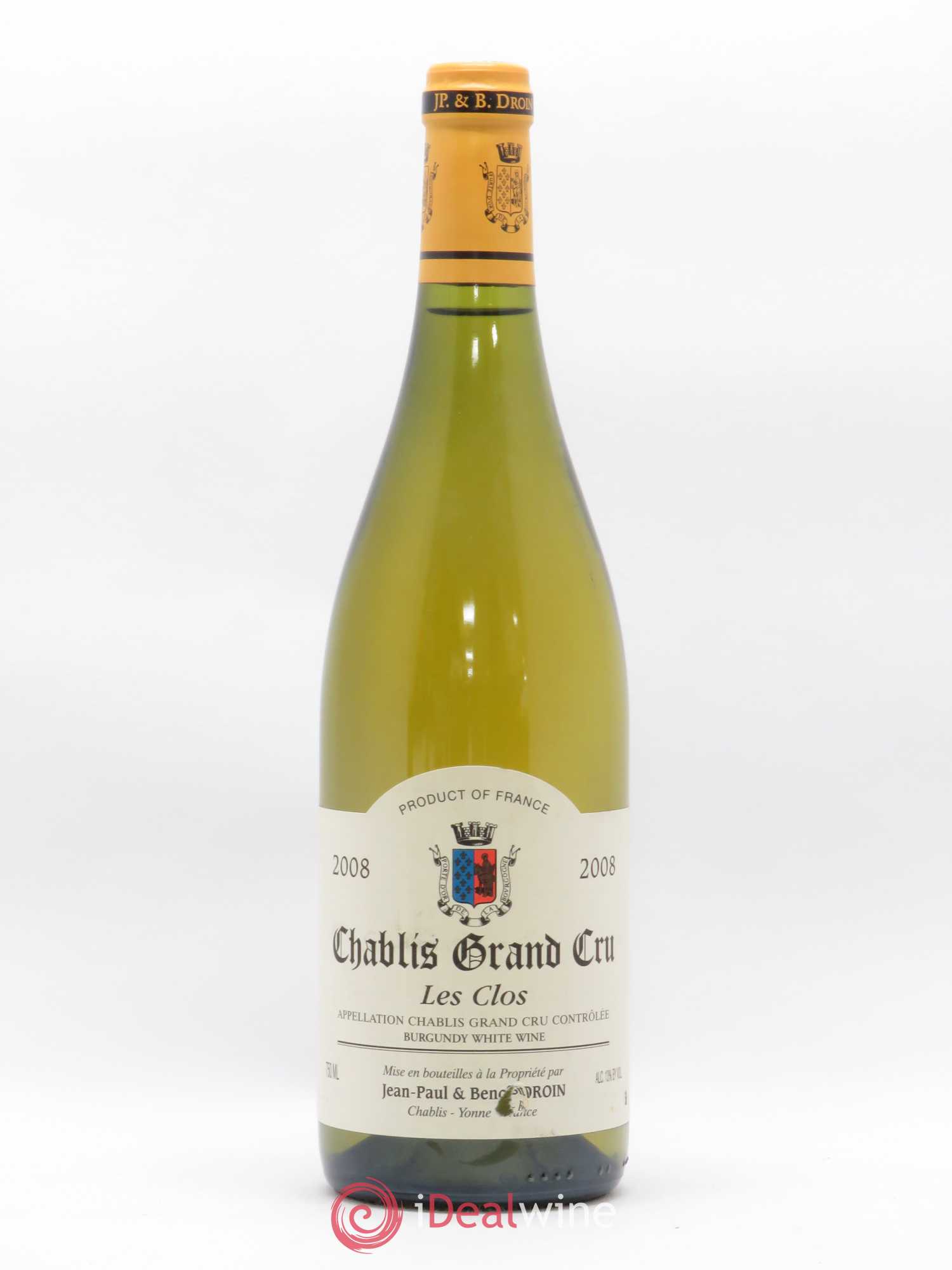 Chablis Grand Cru Les Clos Jean-Paul & Benoît Droin (Domaine) 2008 - Lot de 1 bouteille - 0