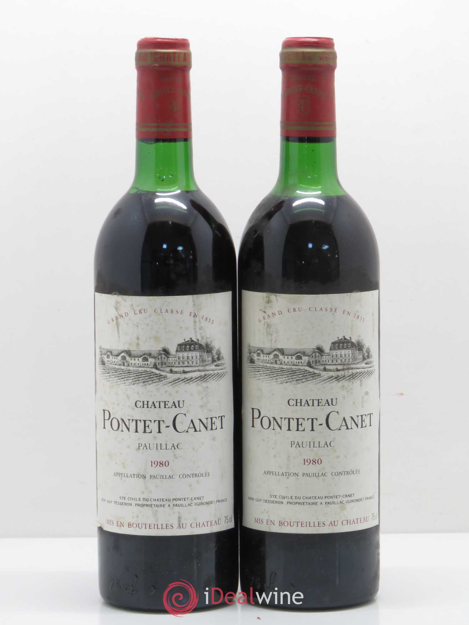 Château Pontet Canet 5ème Grand Cru Classé 1980 - Lot de 2 bouteilles - 0