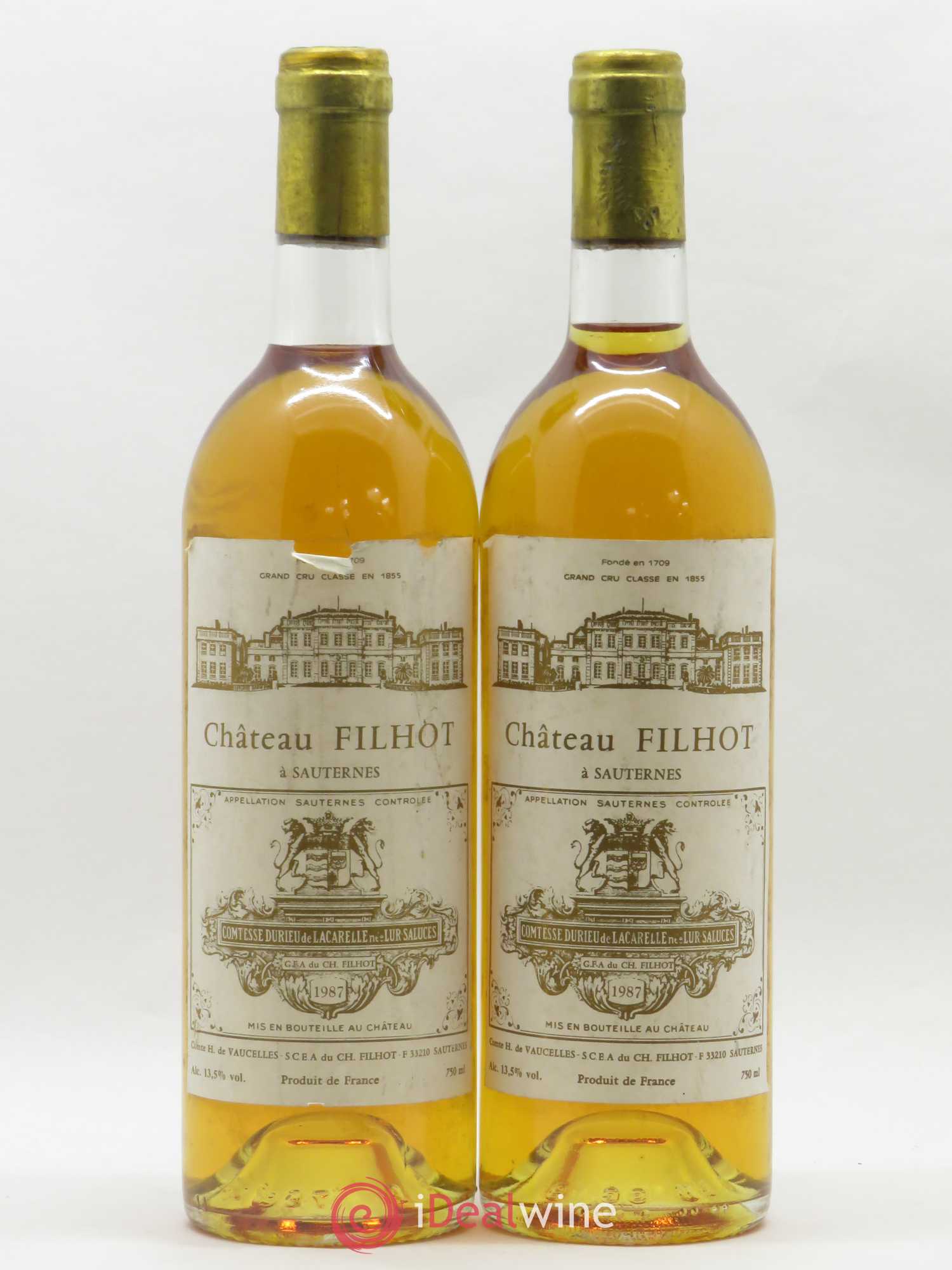 Château Filhot 2ème Grand Cru Classé 1987 - Lotto di 2 bottiglie - 0