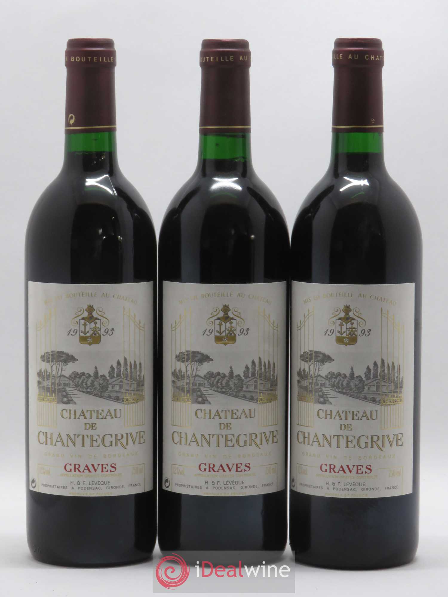 Château de Chantegrive 1993 - Lot de 3 bouteilles - 0