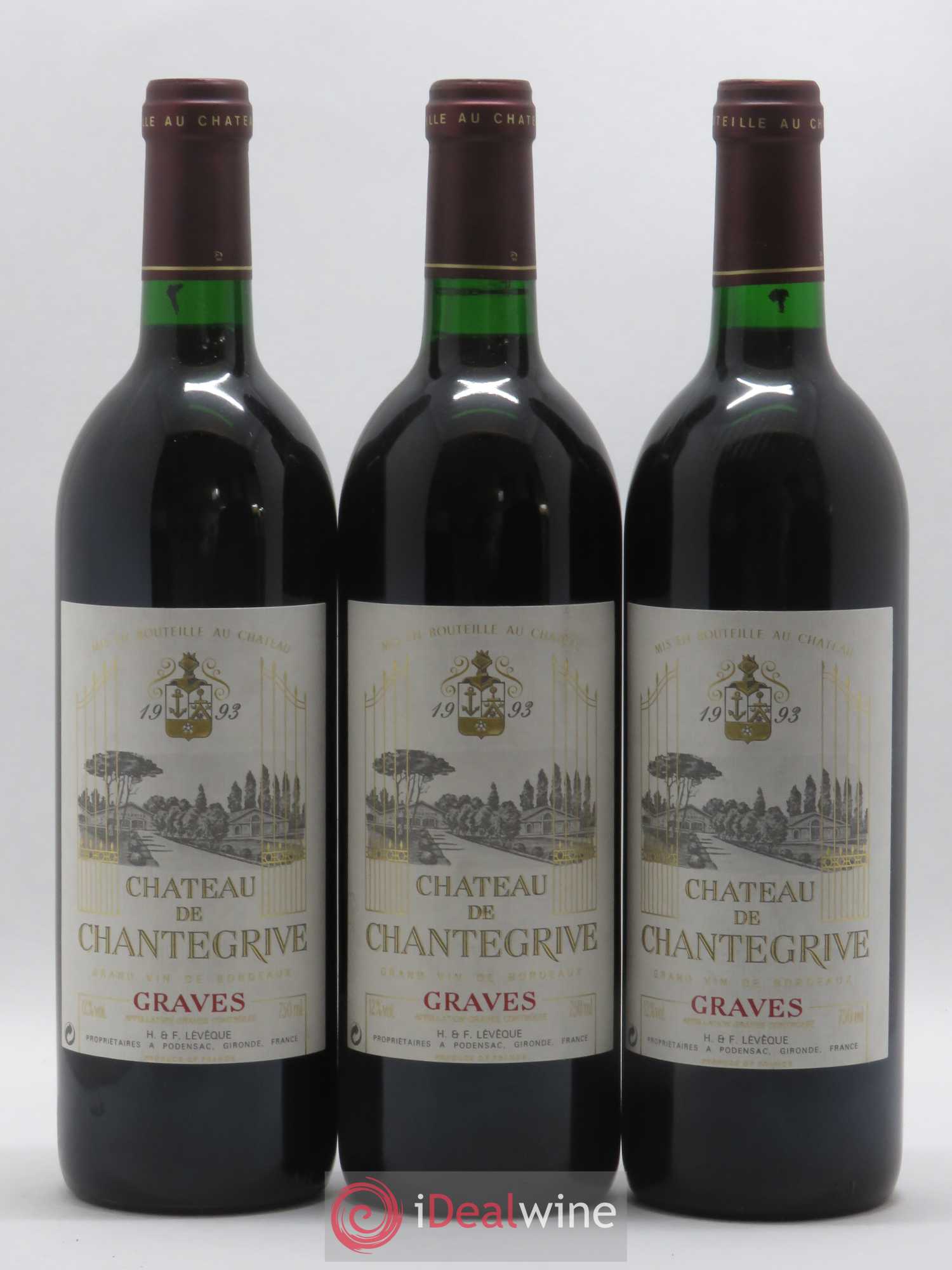 Château de Chantegrive 1993 - Lot de 3 bouteilles - 0