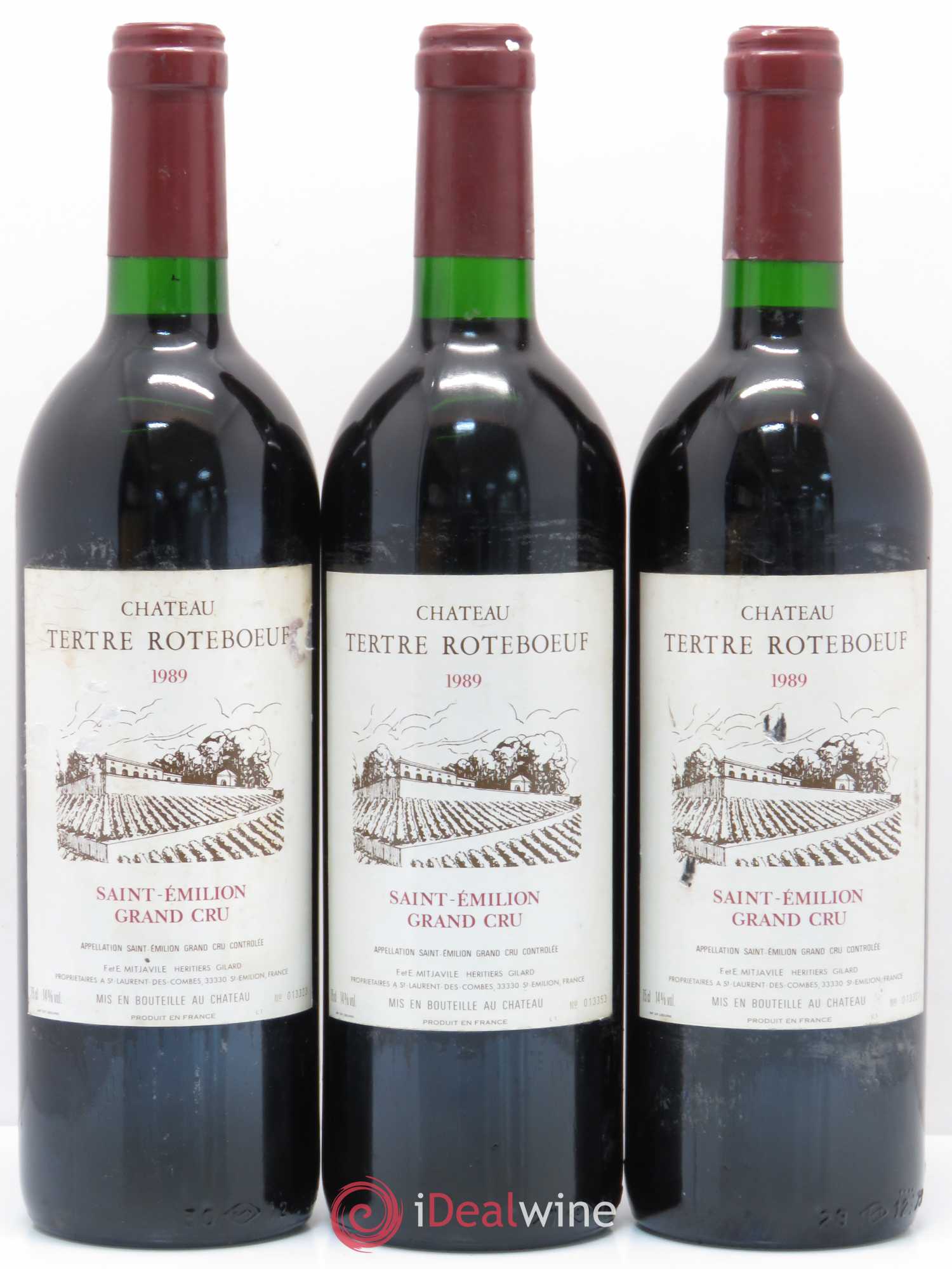 Château Tertre Roteboeuf 1989 - Lot de 3 bouteilles - 0