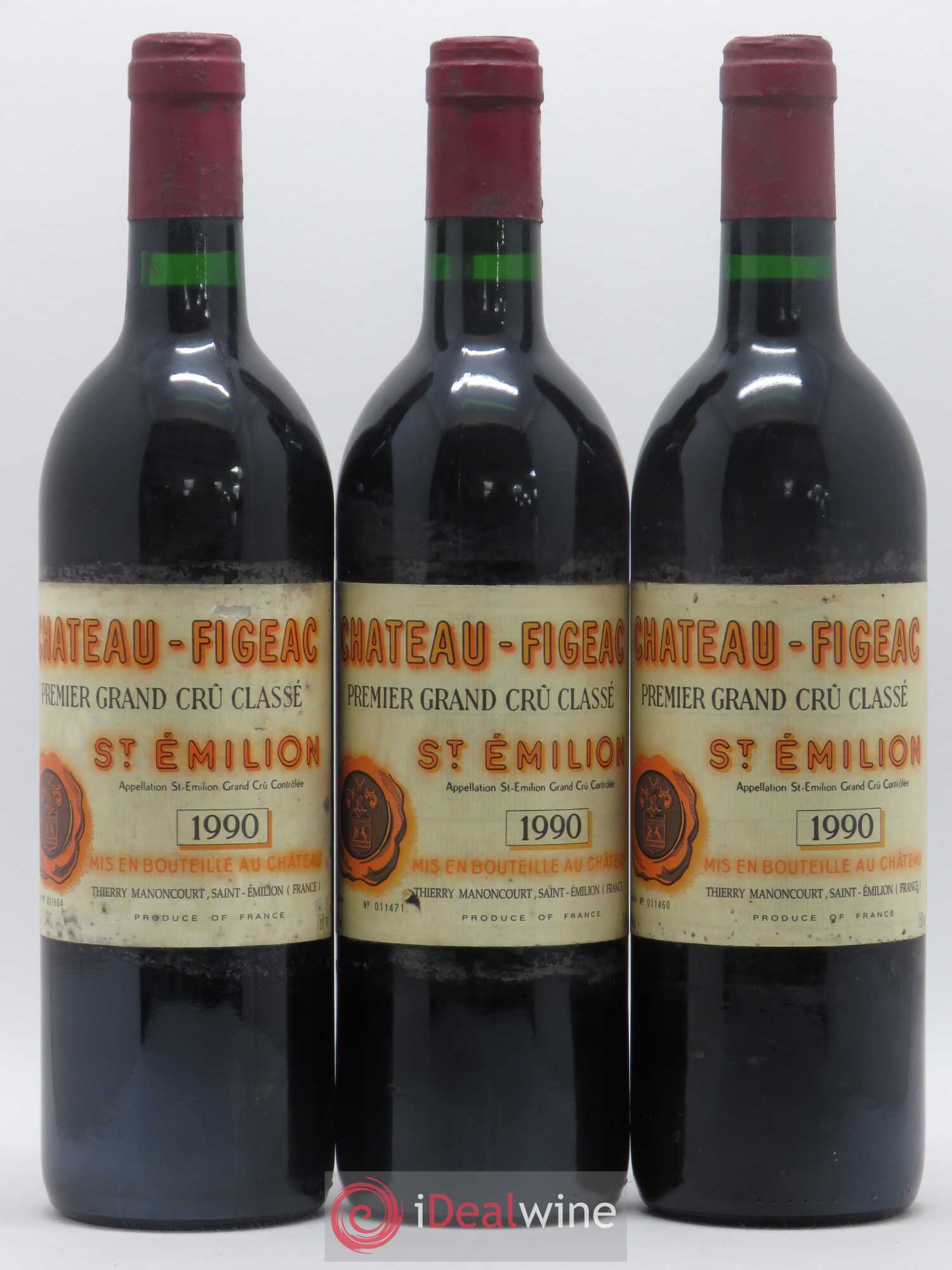 Château Figeac 1er Grand Cru Classé A 1990 - Lot de 3 bouteilles - 0