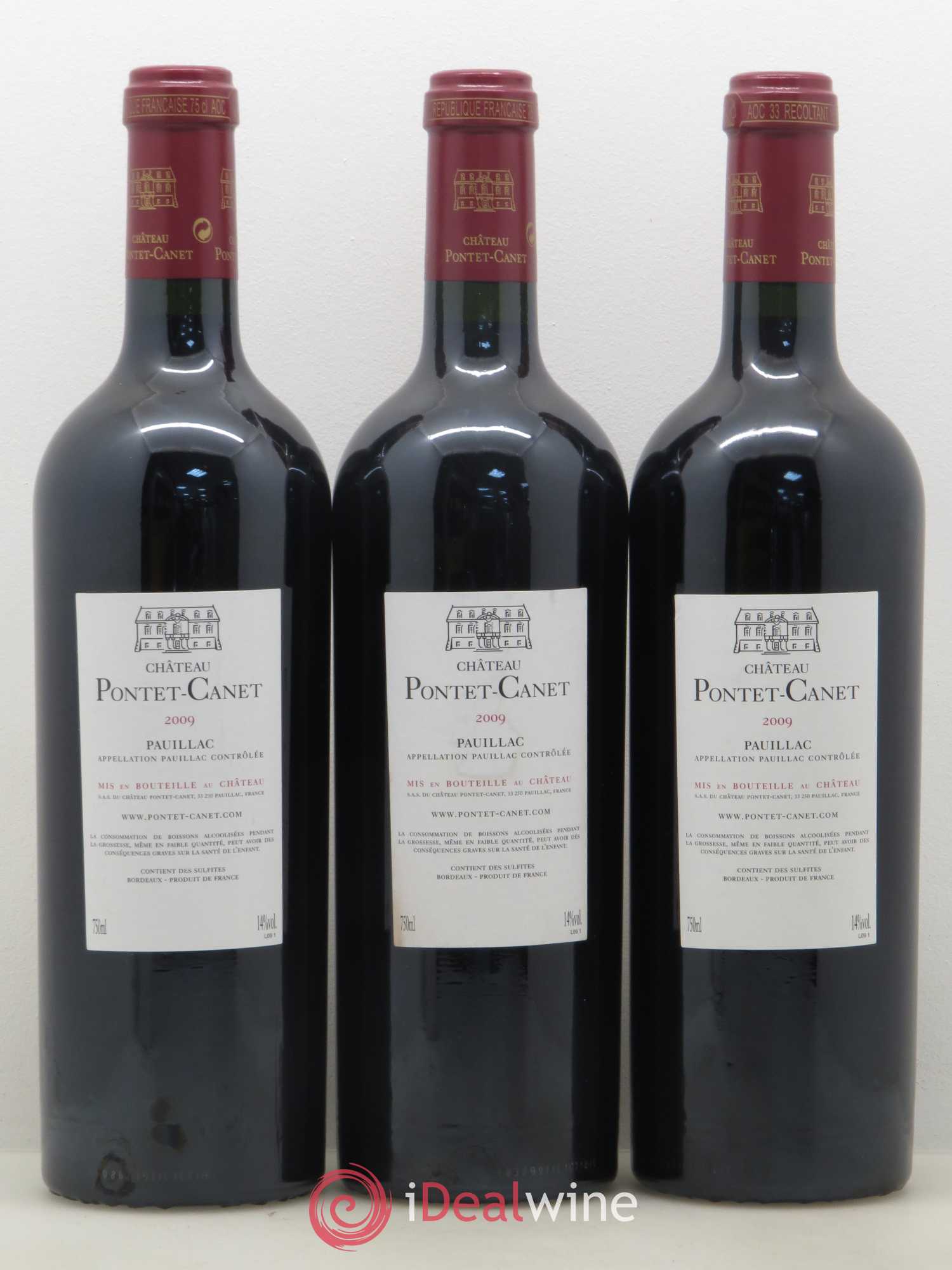 Château Pontet Canet 5ème Grand Cru Classé 2009 - Lot de 3 bouteilles - 1