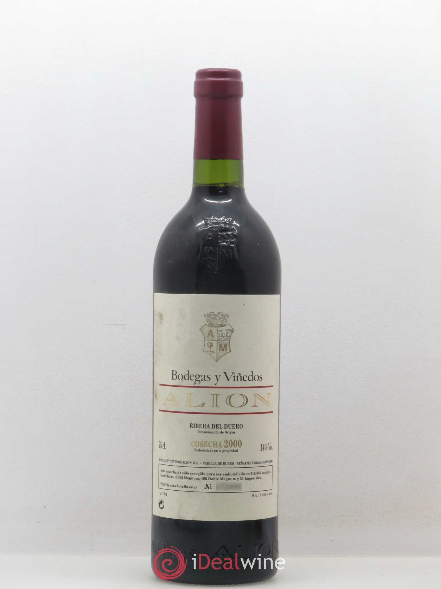 Ribera Del Duero DO Vega Sicilia Alion Famille Alvarez 2000 - Lot de 1 bouteille - 0