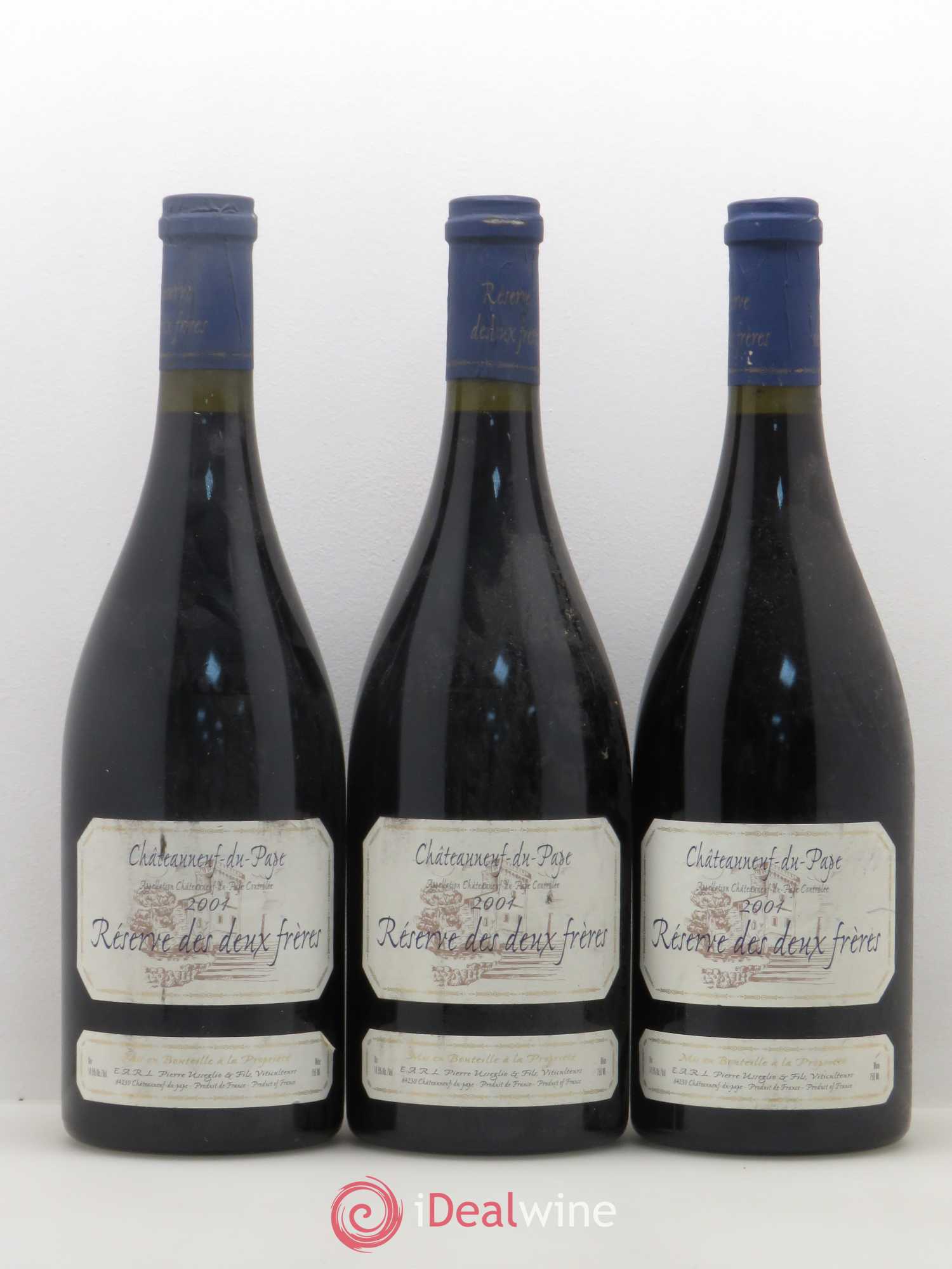 Châteauneuf-du-Pape Réserve des 2 frères Pierre Usseglio & Fils 2001 - Lot de 3 bouteilles - 0