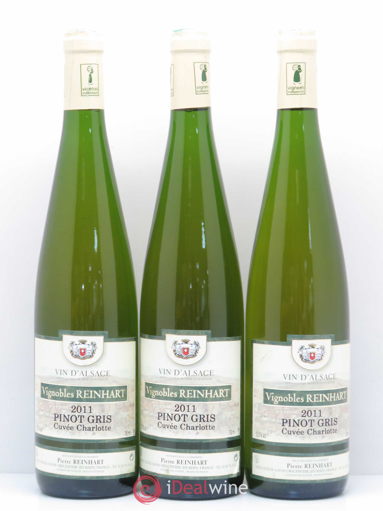 Pinot Gris Charlotte Reinhart (sans prix de réserve) 2011 - Posten von 3 Flaschen - 0