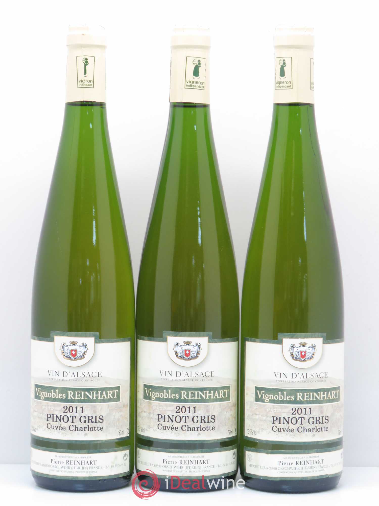 Pinot Gris Charlotte Reinhart (sans prix de réserve) 2011 - Posten von 3 Flaschen - 0
