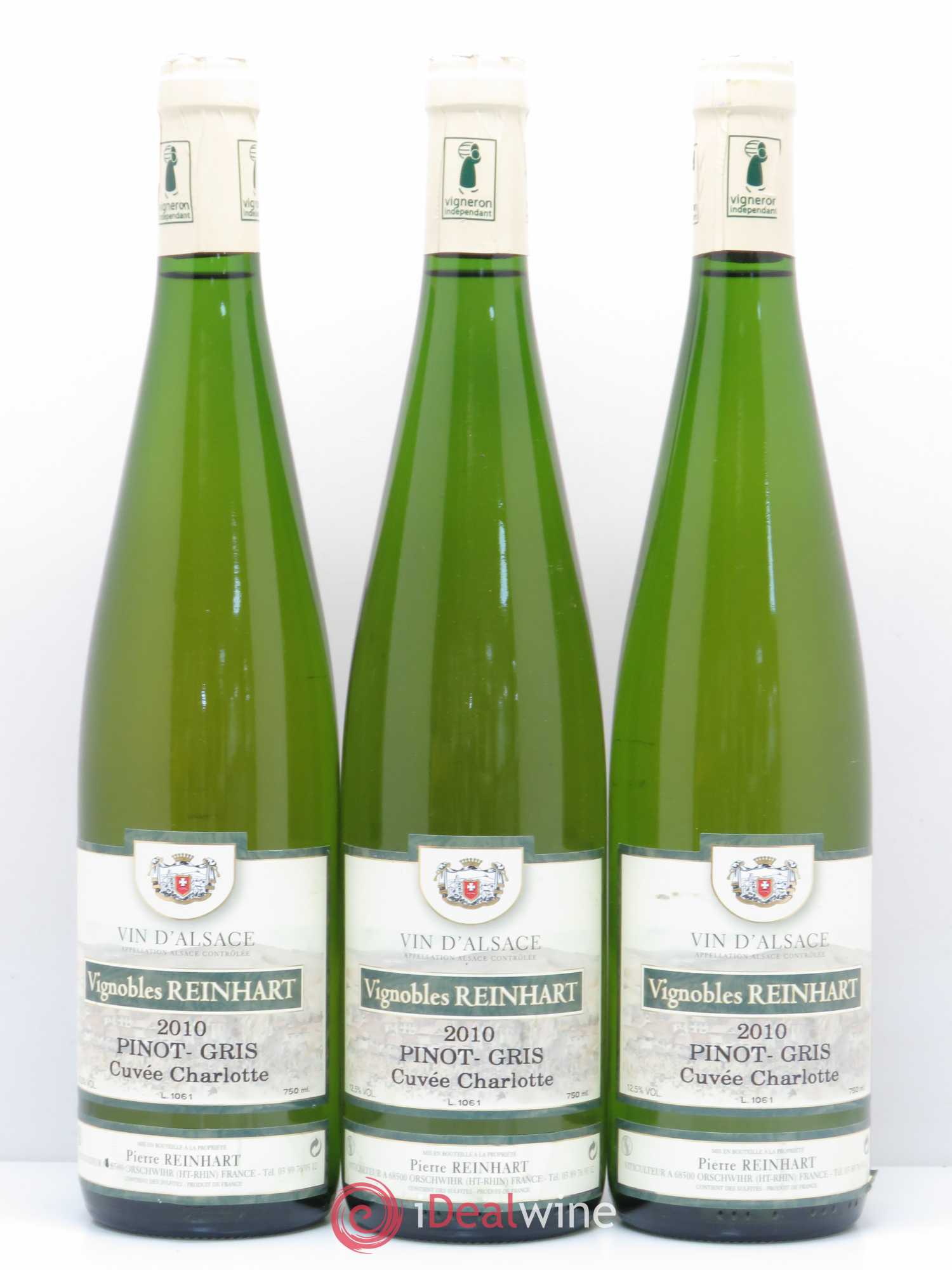 Pinot Gris Charlotte Reinhart (sans prix de réserve) 2010 - Posten von 3 Flaschen - 0