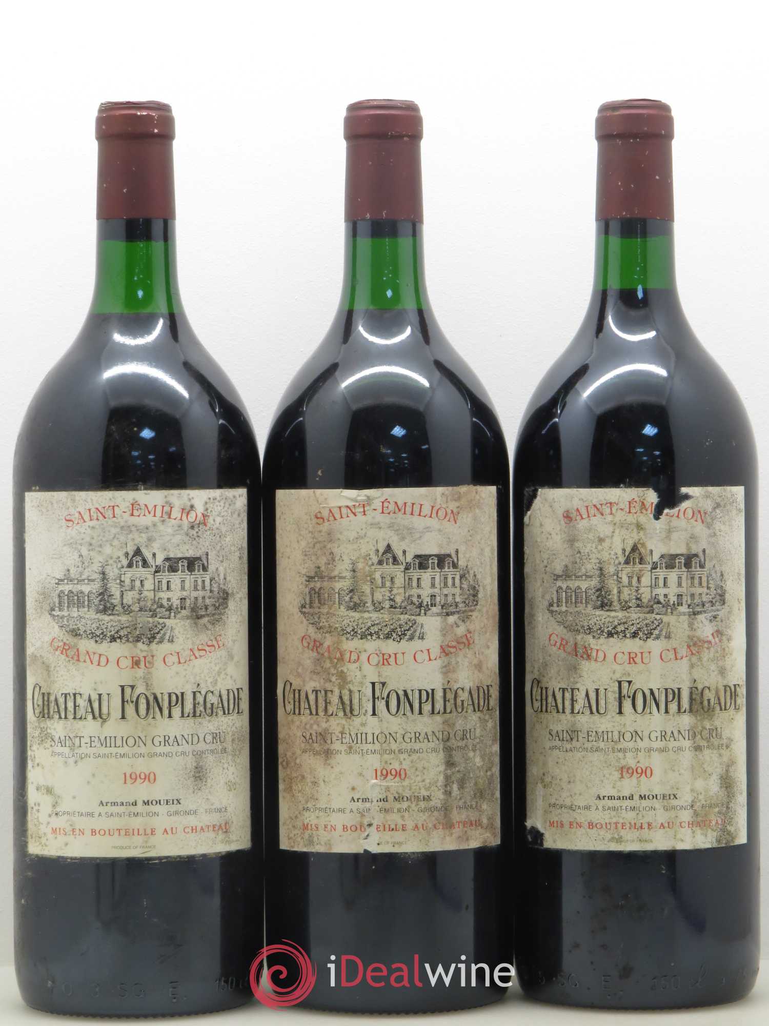 Château Fonplegade Grand Cru Classé 1990 - Lot de 3 magnums - 0