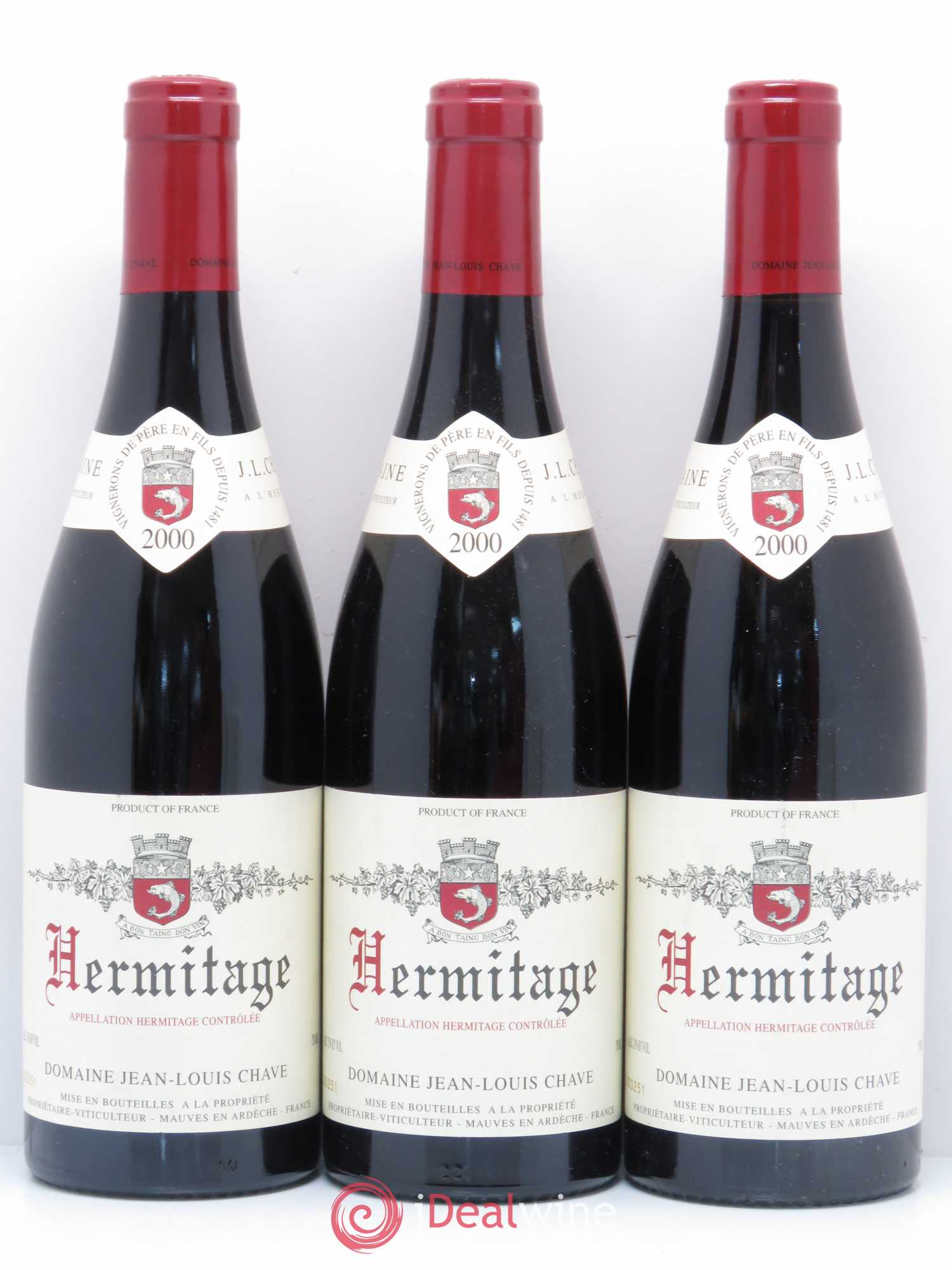 Hermitage Jean-Louis Chave 2000 - Lot de 3 bouteilles - 0