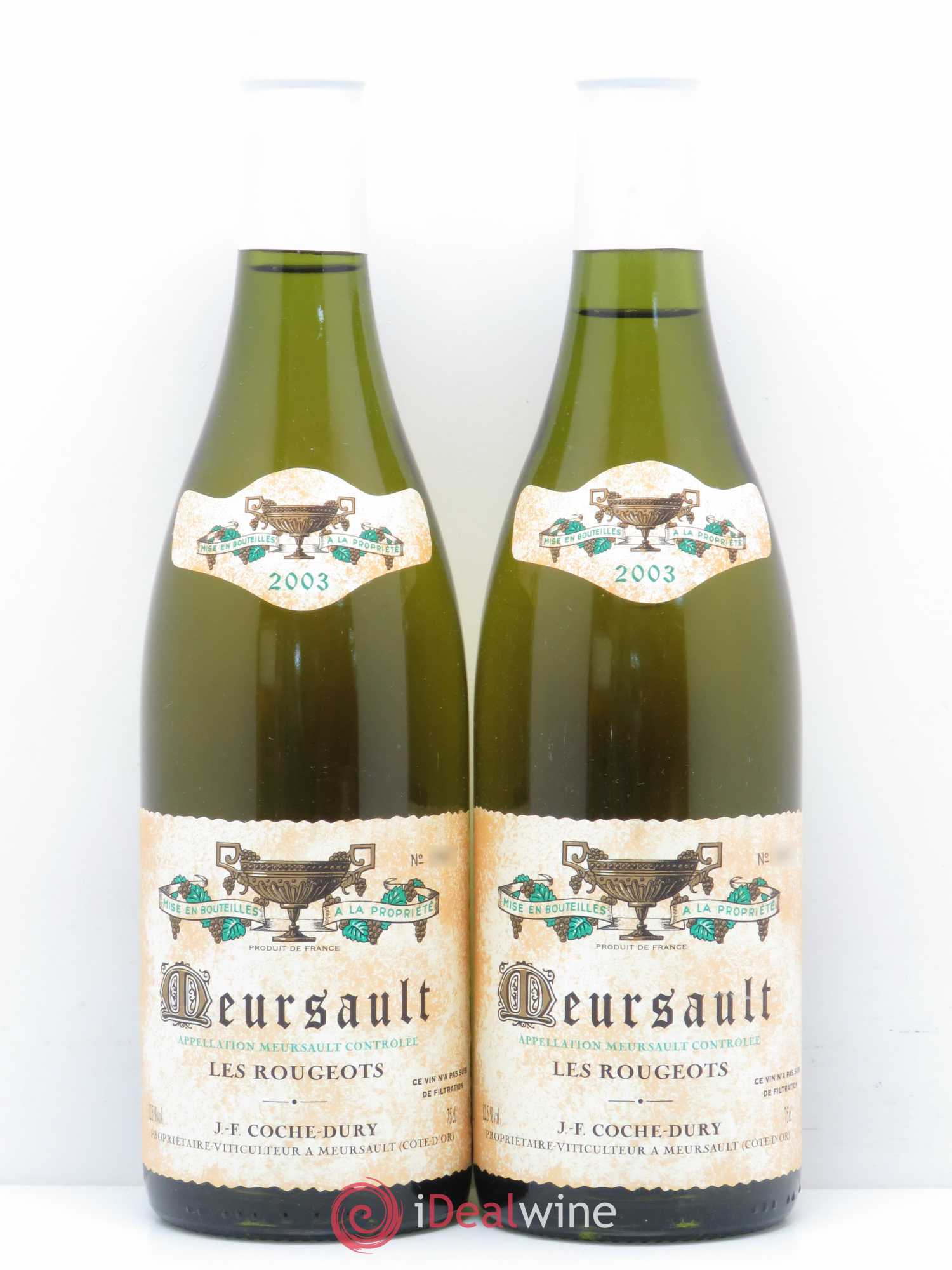 Meursault Les Rougeots Coche Dury (Domaine) 2003 - Lot de 2 bouteilles - 0
