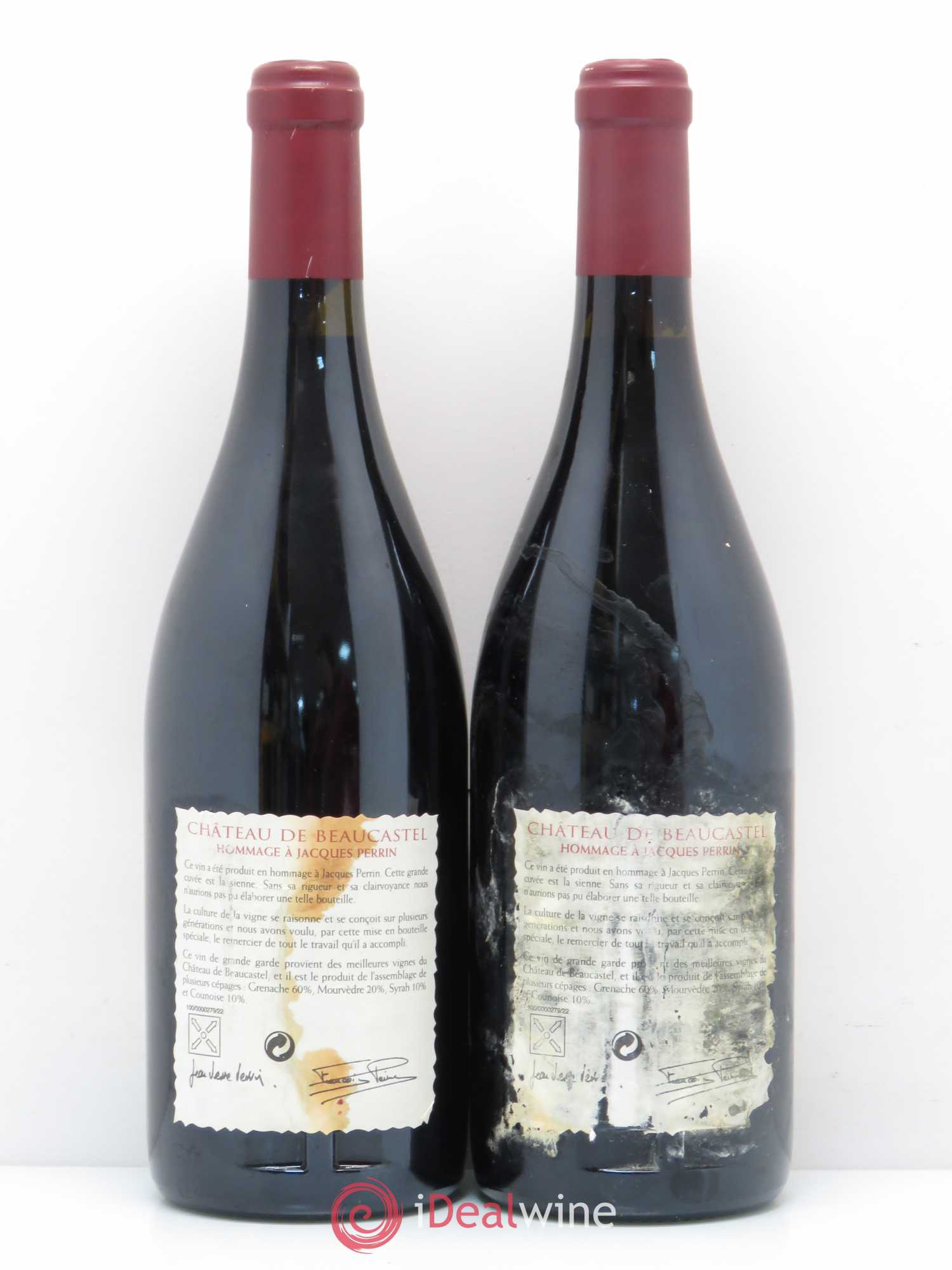 Châteauneuf-du-Pape Château de Beaucastel Hommage à Jacques Perrin Famille Perrin 1998 - Lot de 2 bouteilles - 1