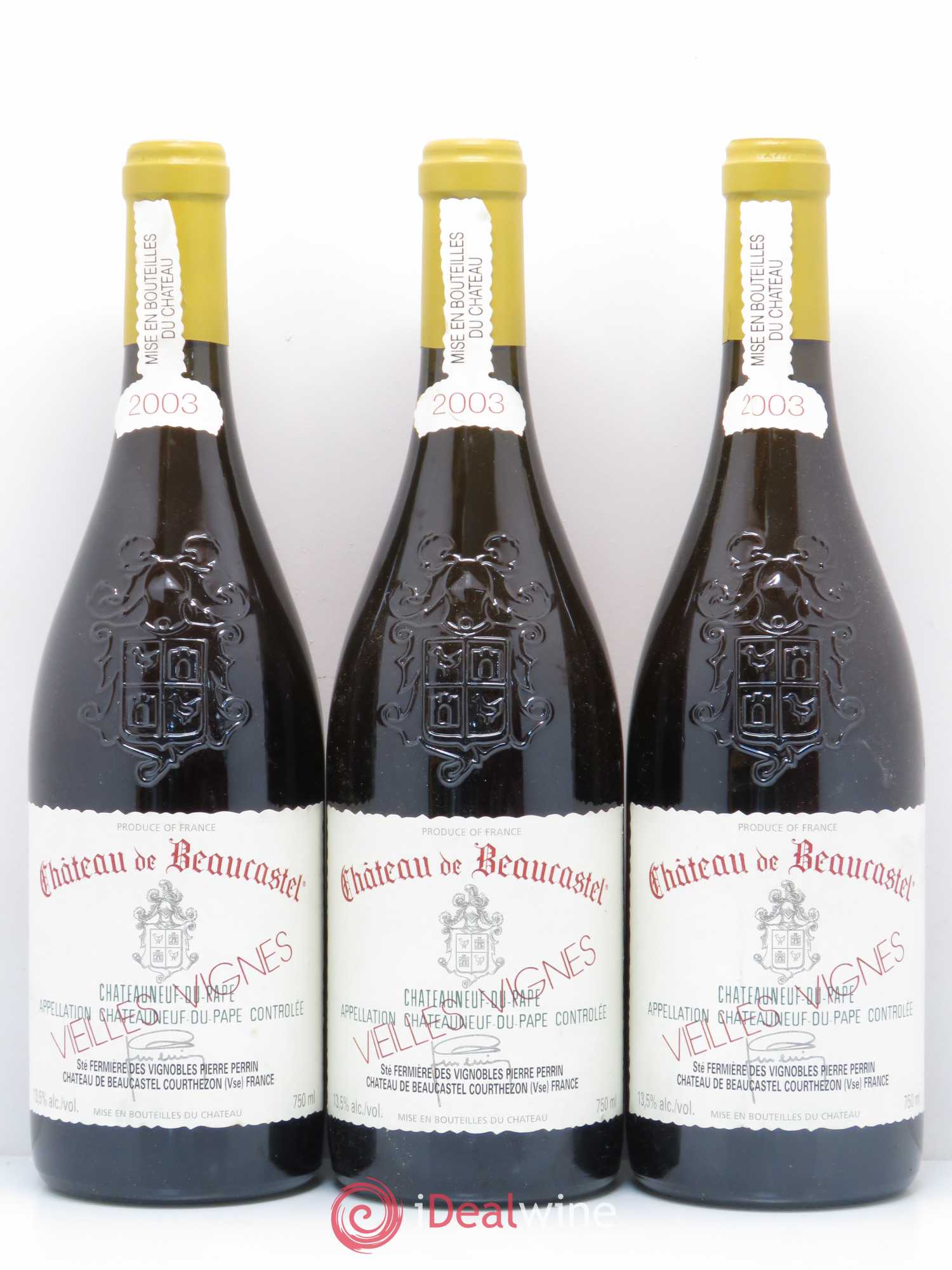 Châteauneuf-du-Pape Château de Beaucastel Vieilles vignes Roussanne Famille Perrin 2003 - Lot de 3 bouteilles - 0
