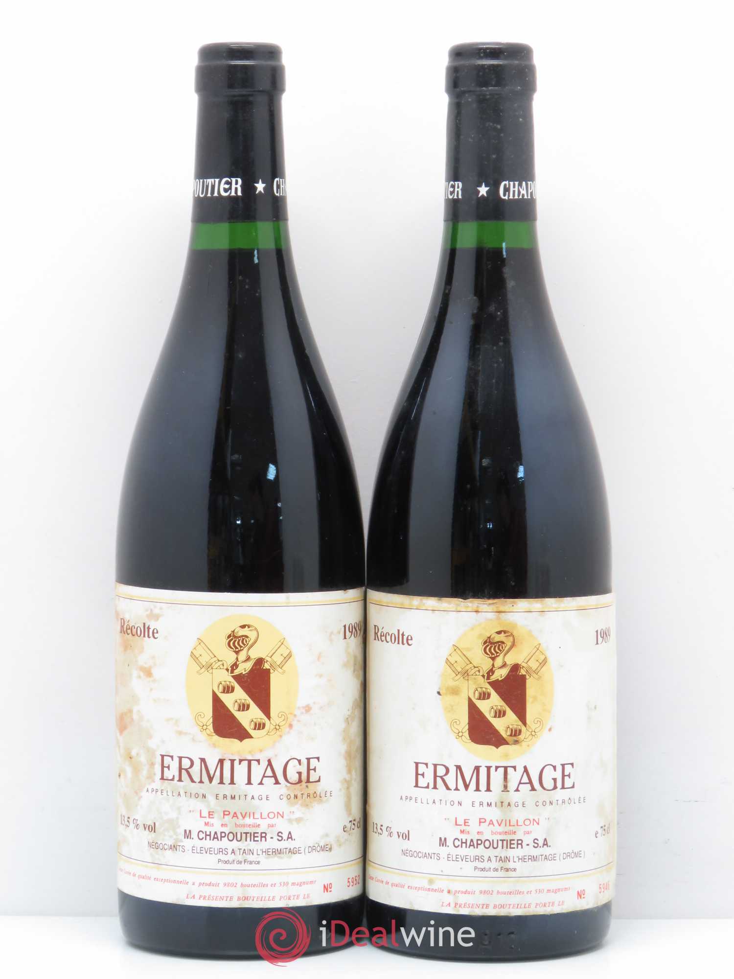 Hermitage Ermitage Le Pavillon Chapoutier 1989 - Lot de 2 bouteilles - 0